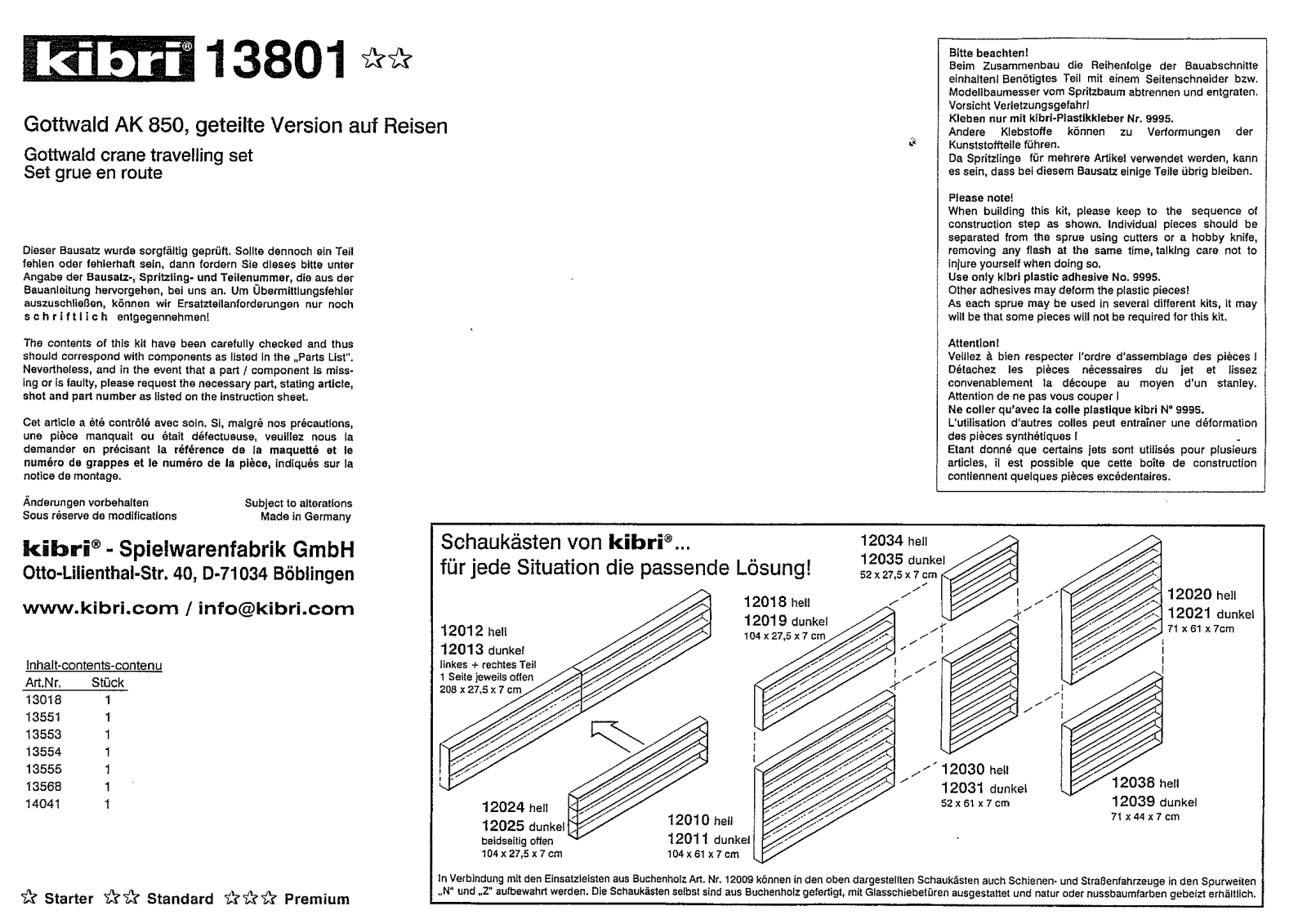 Kibri 13801 User Manual