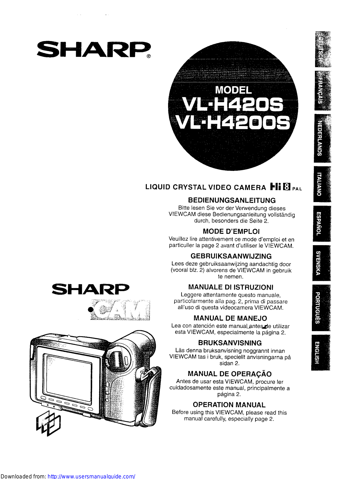 SHARP VL-H420S, VL-H4200S User Manual - ManualMachine.com