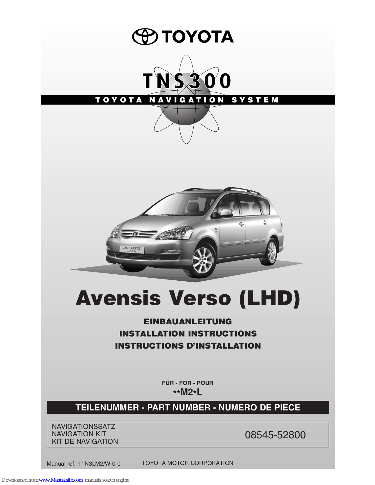 Toyota Avensis VersoTNS300, TNS300 Installation Instructions Manual