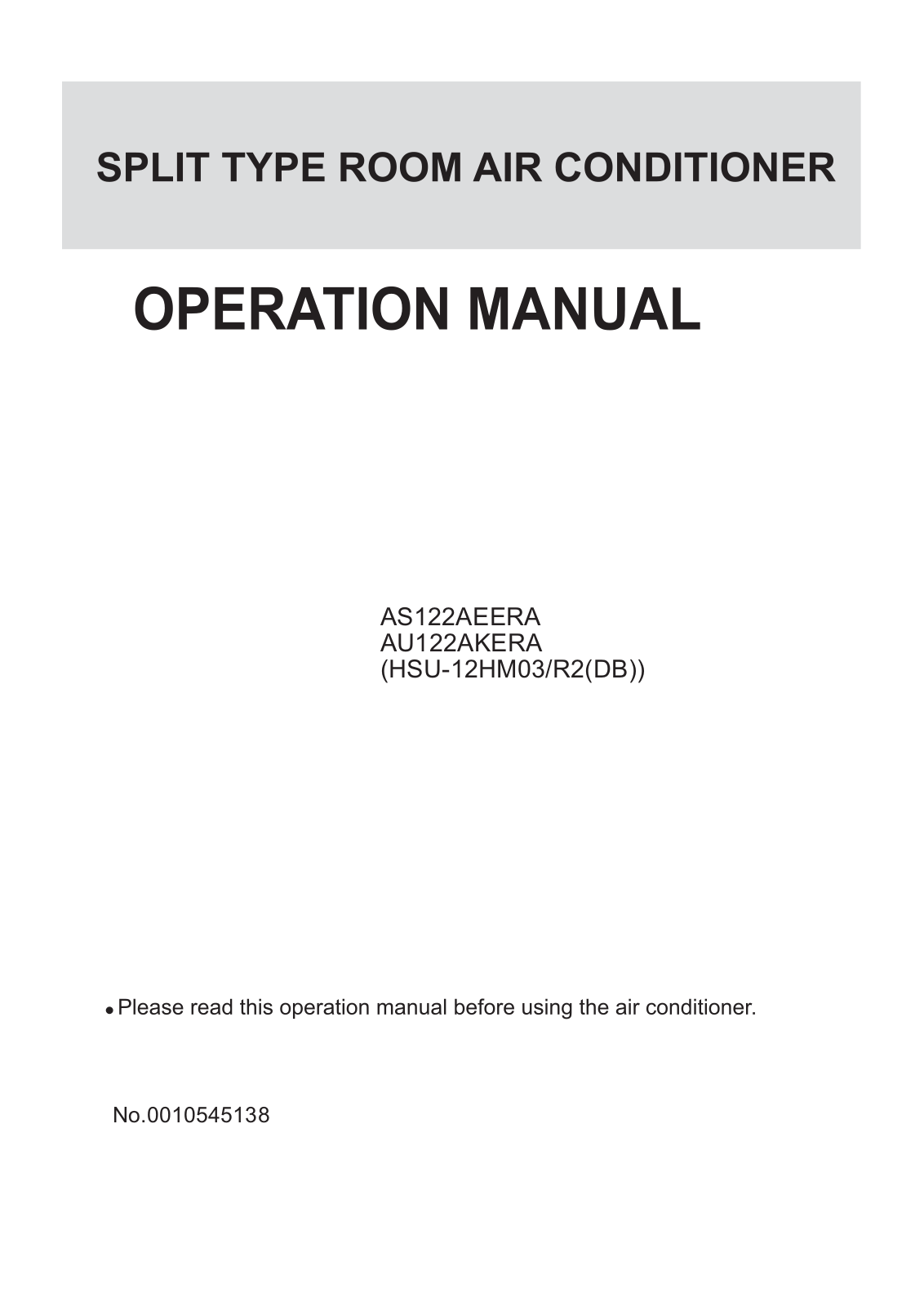 Haier HSU-10HM03R2-DB User Manual