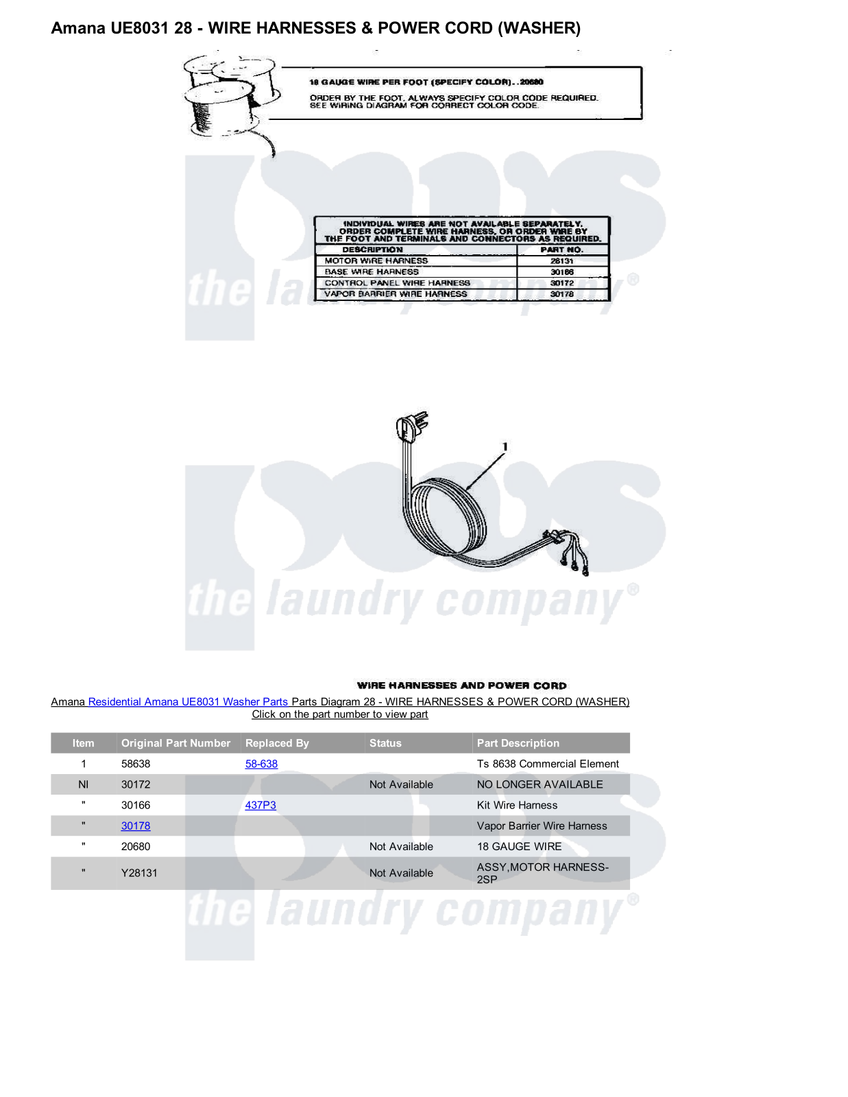 Amana UE8031 Parts Diagram