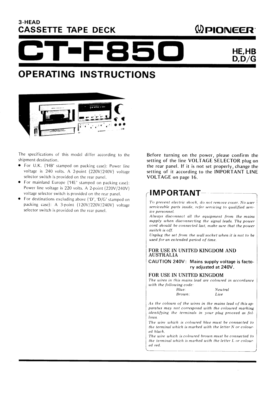 Pioneer CTF-850 Owners manual