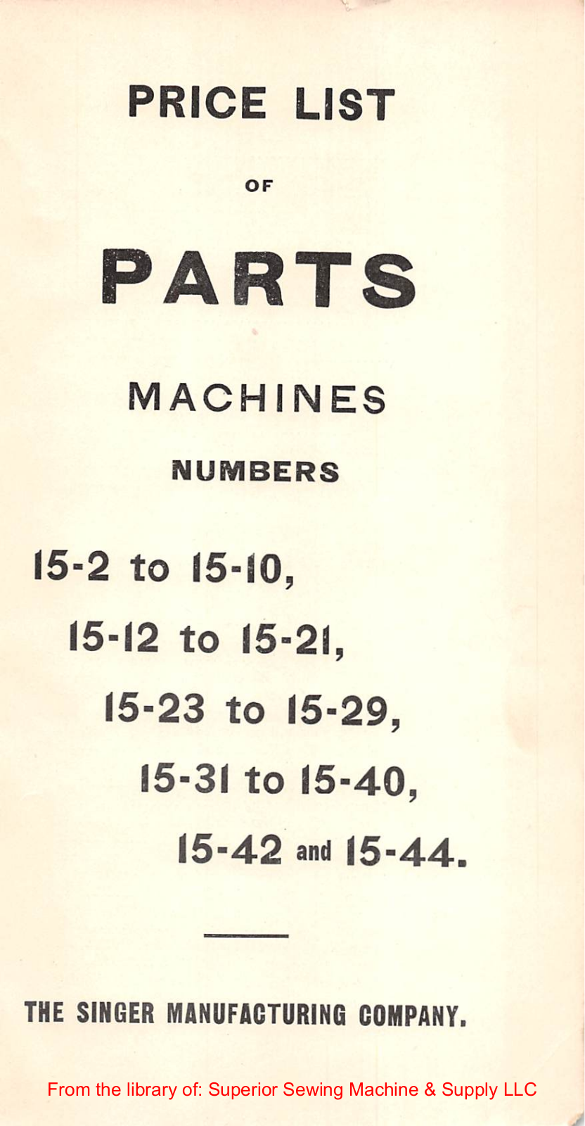 Singer 15-2, 15-3, 15-4, 15-5, 15-6 User Manual