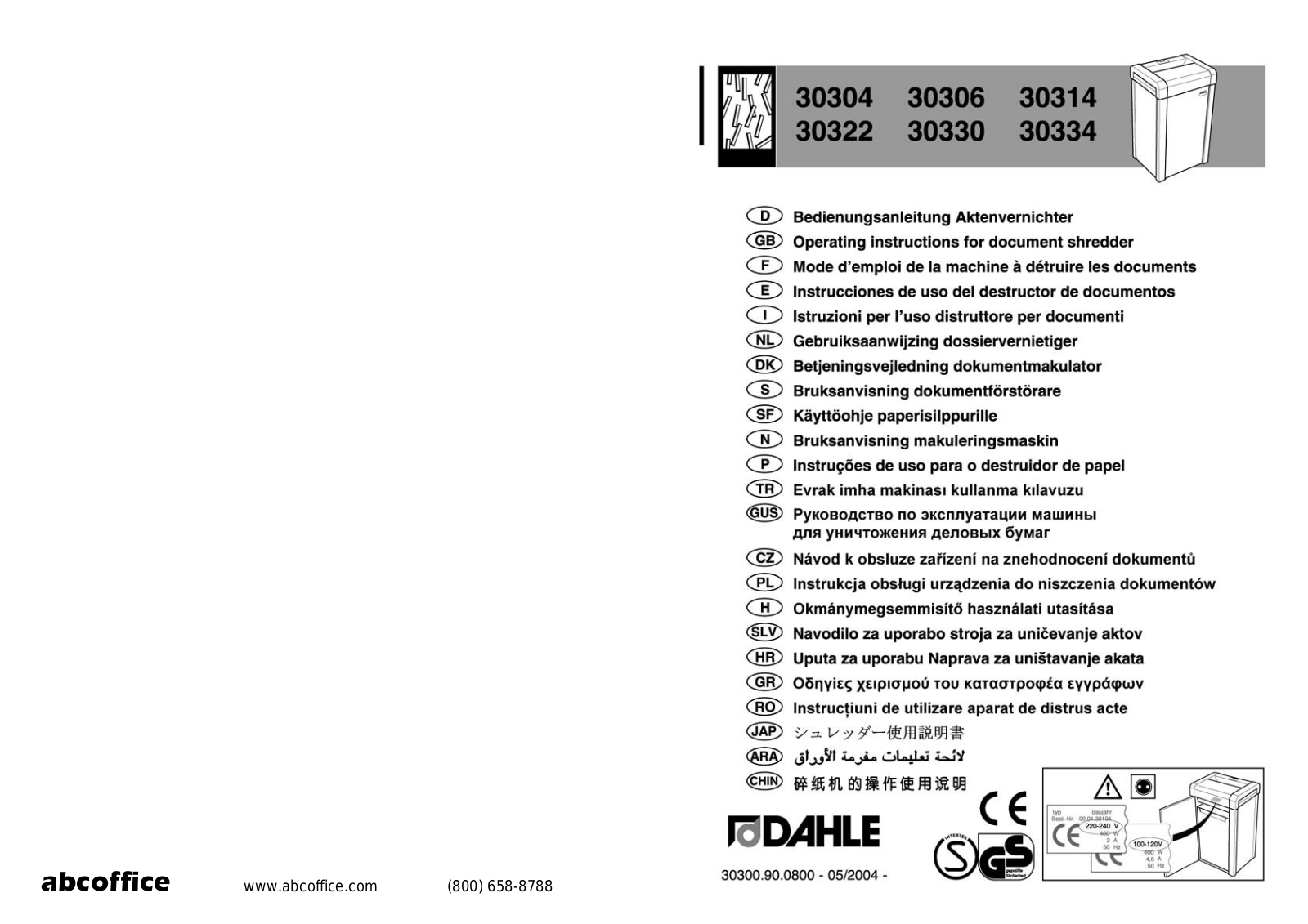 ABC Office 30330, 30314, 30322, 30306, 30334 User Manual