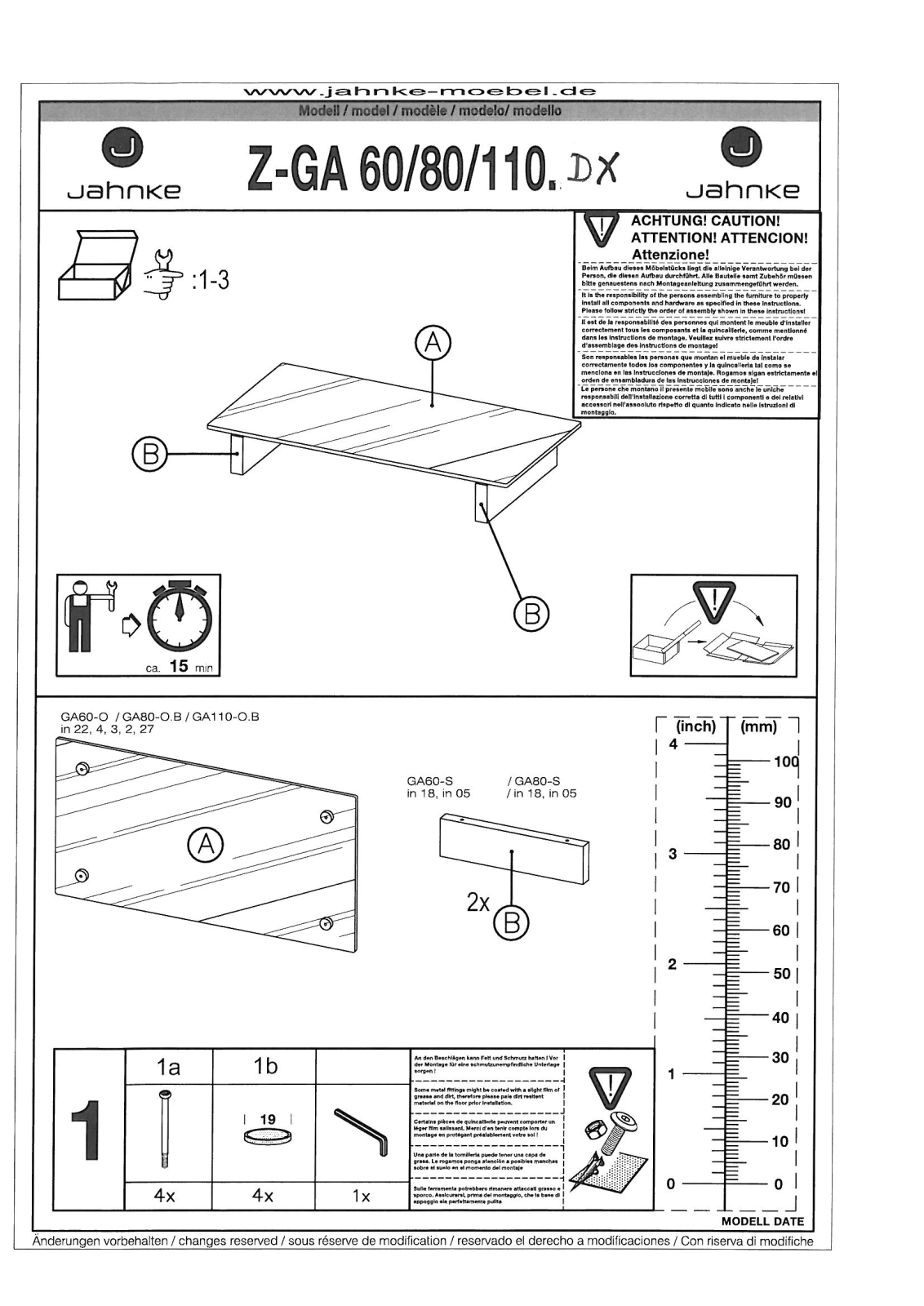 Jahnke Z-GA 110 Assembly instructions