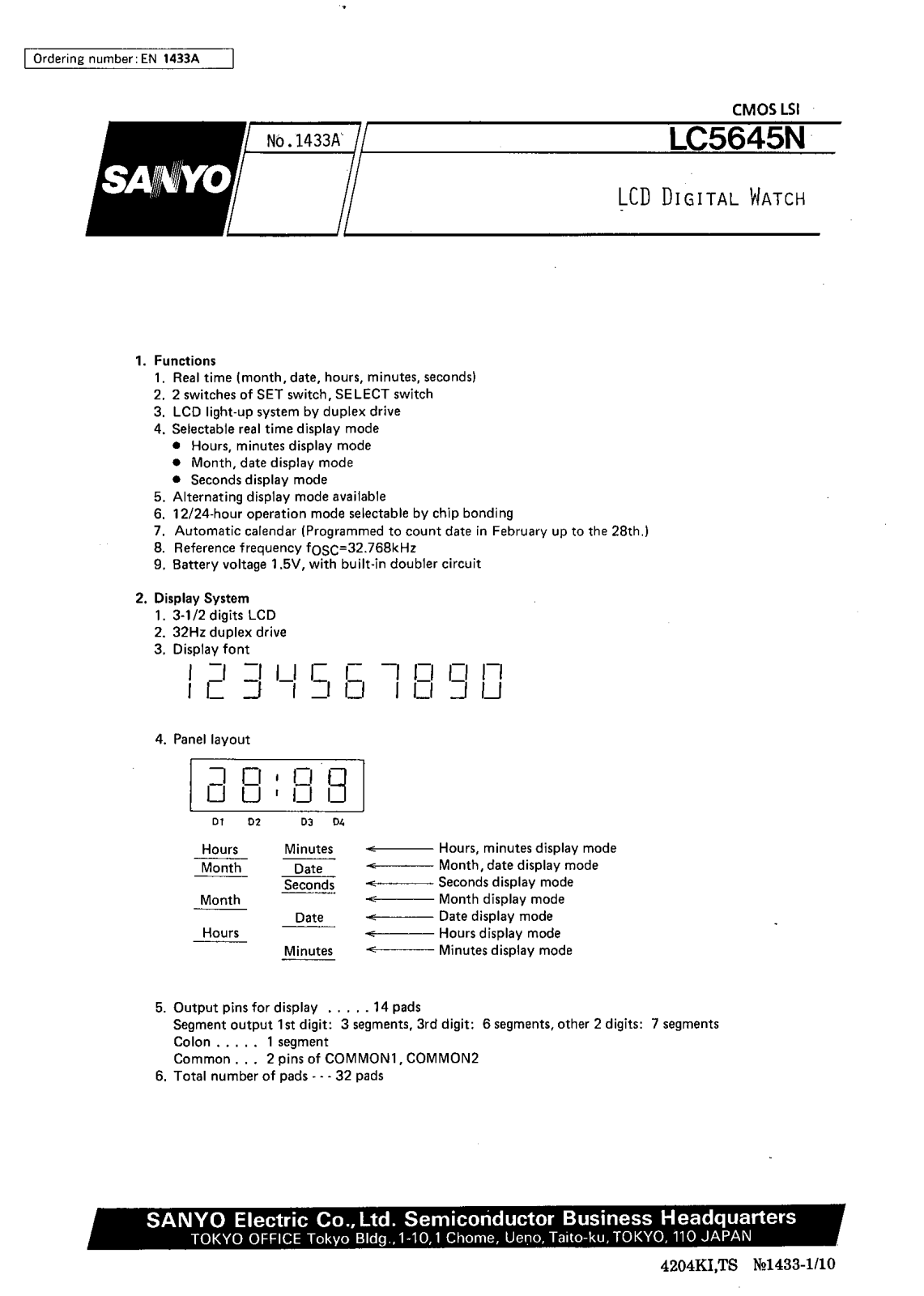 SANYO LC5645N Datasheet