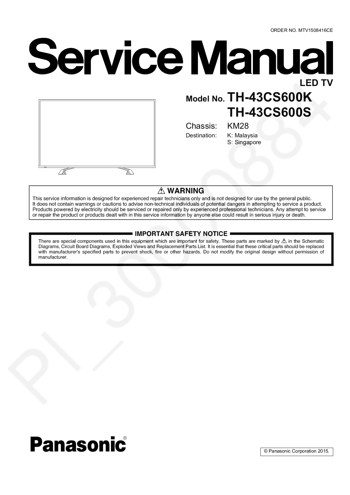 Panasonic TH-43CS600K S Schematic