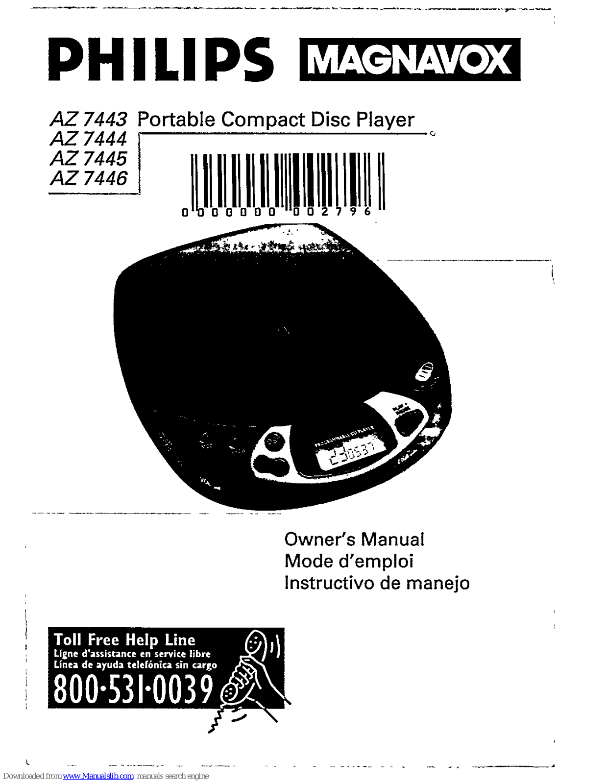 Magnavox AZ 7443, AZ 7445, AZ 7444, AZ 7446 Owner's Manual