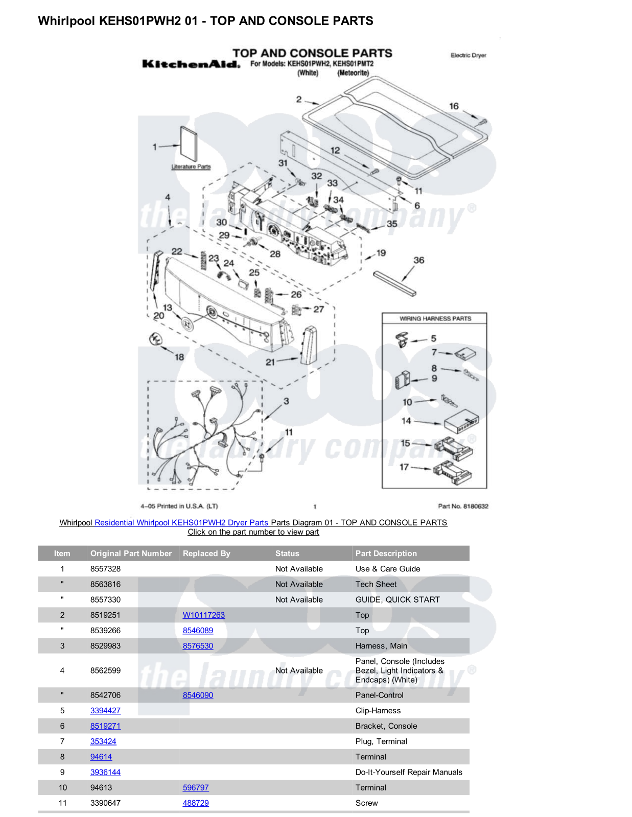 Whirlpool KEHS01PWH2 Parts Diagram