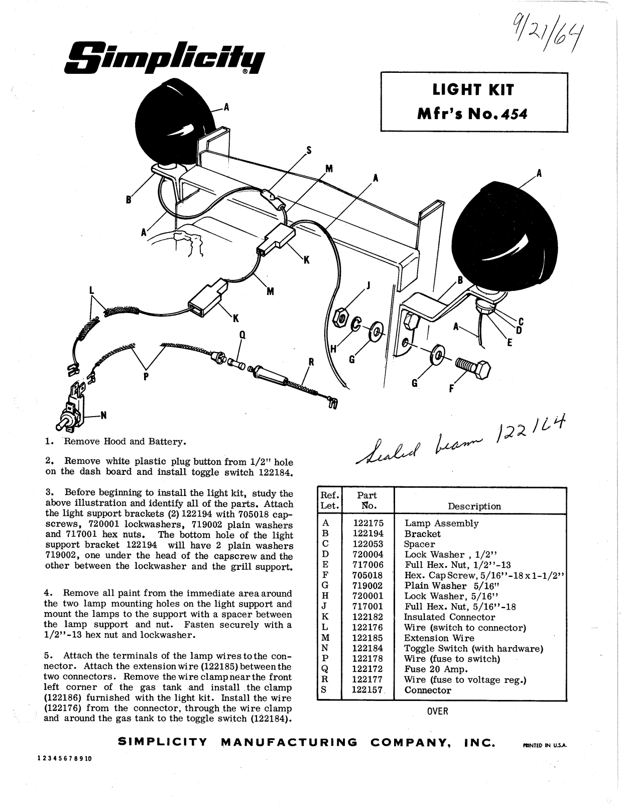 Simplicity 454 User Manual