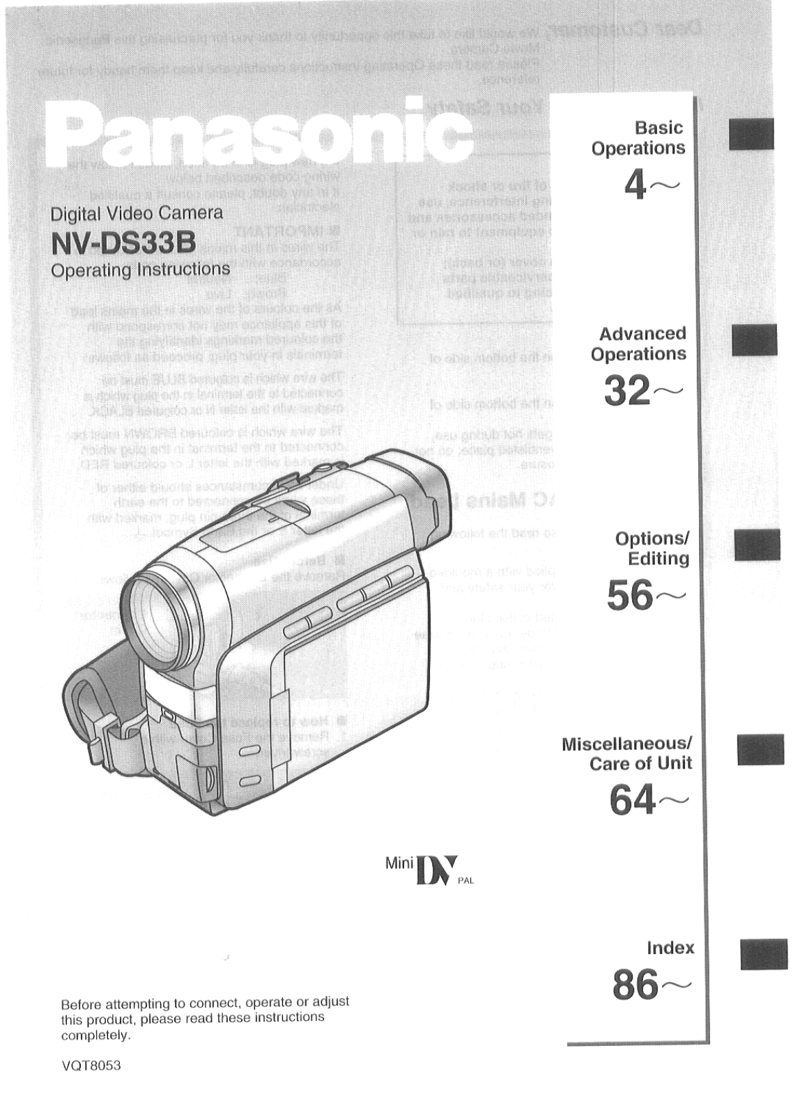 PANASONIC NV-DS33B User Manual