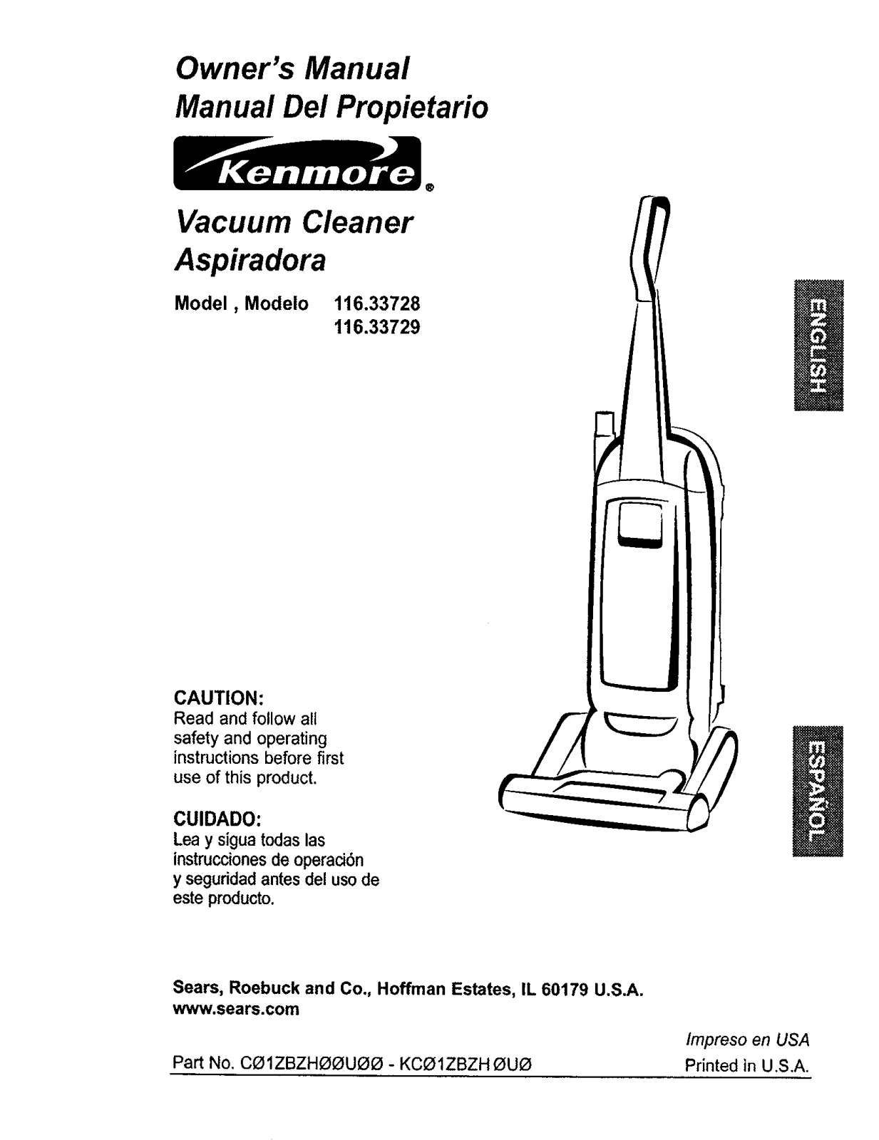 Kenmore 11633729300, 11633728300 Owner’s Manual