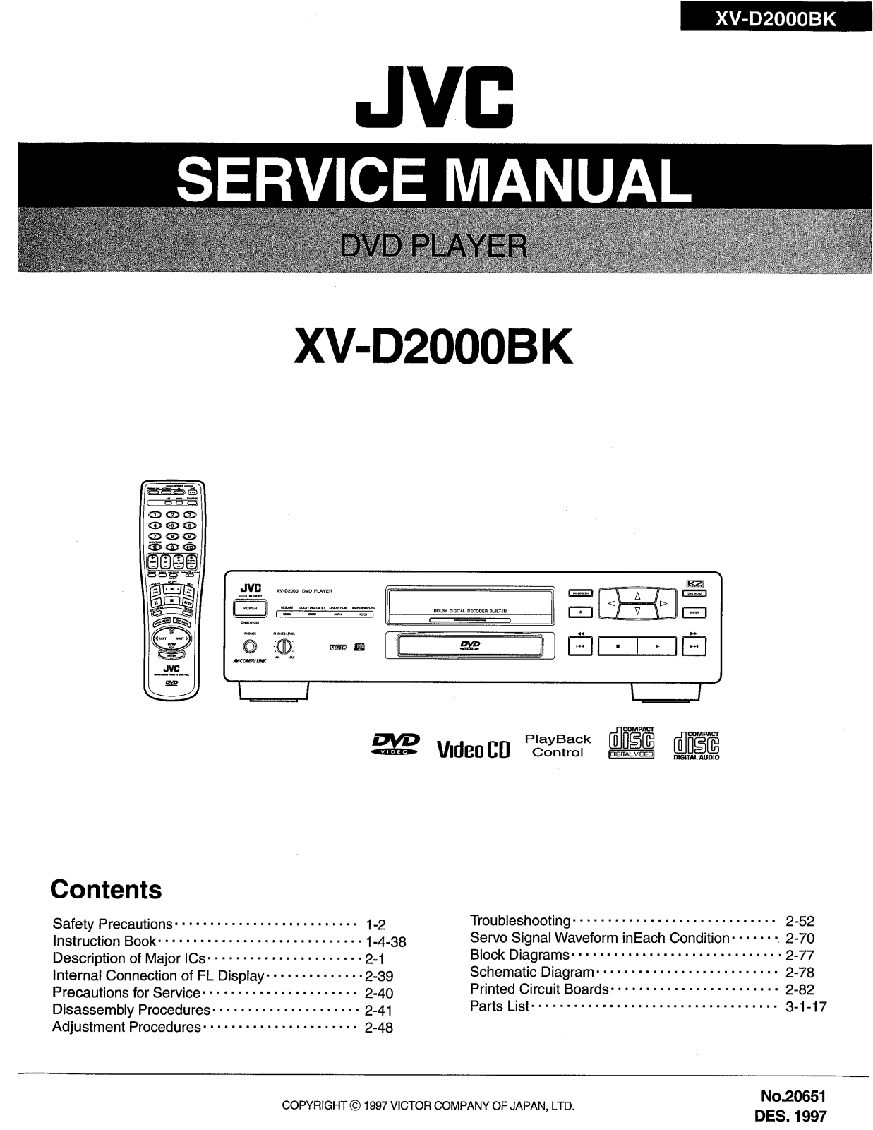 Jvc XV-D2000-BK Service Manual