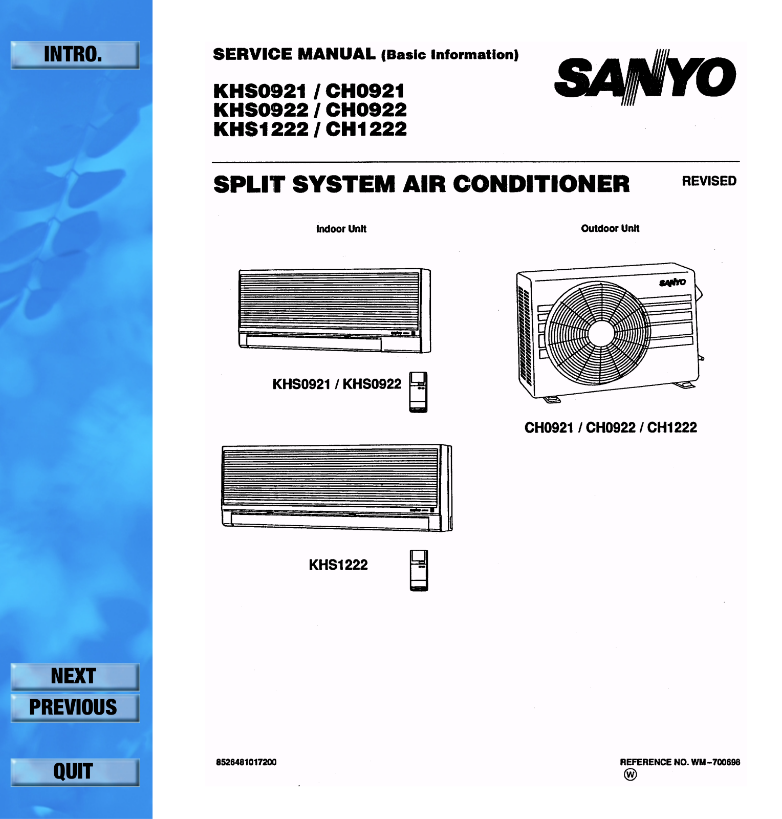 Sanyo CH1222 User Manual