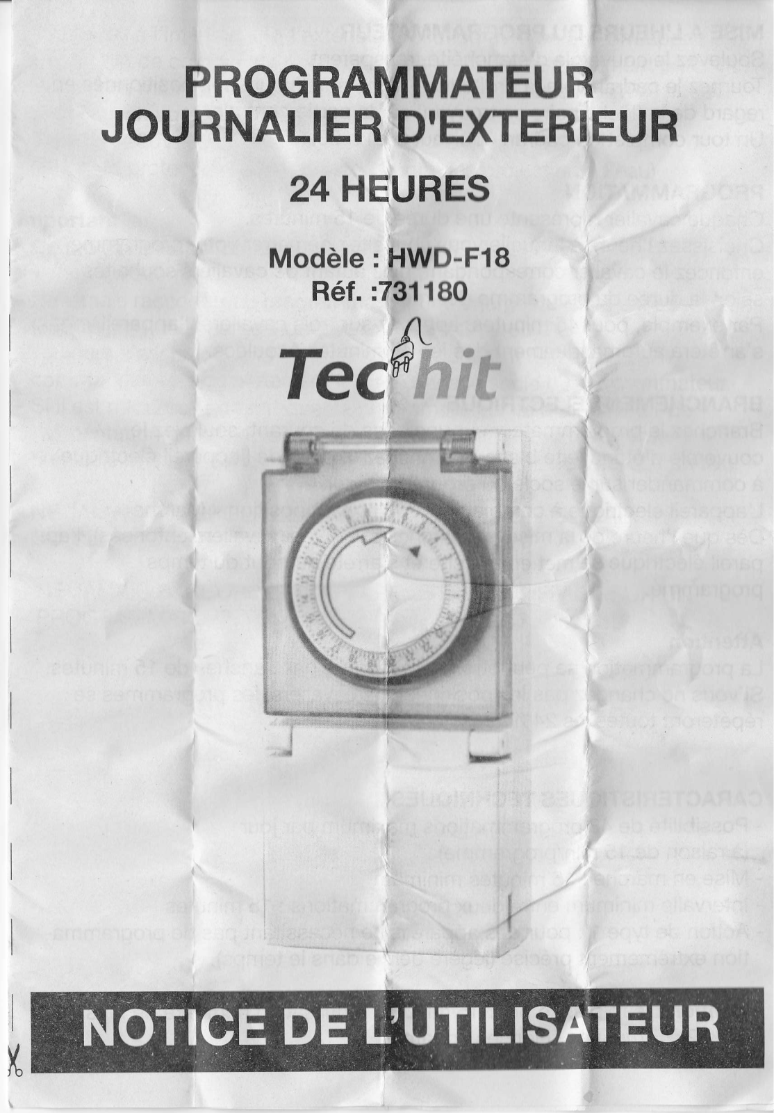 JP OUTILLAGE DISTRIBUTION PROGRAMMATEUR HWD-F18 User Manual