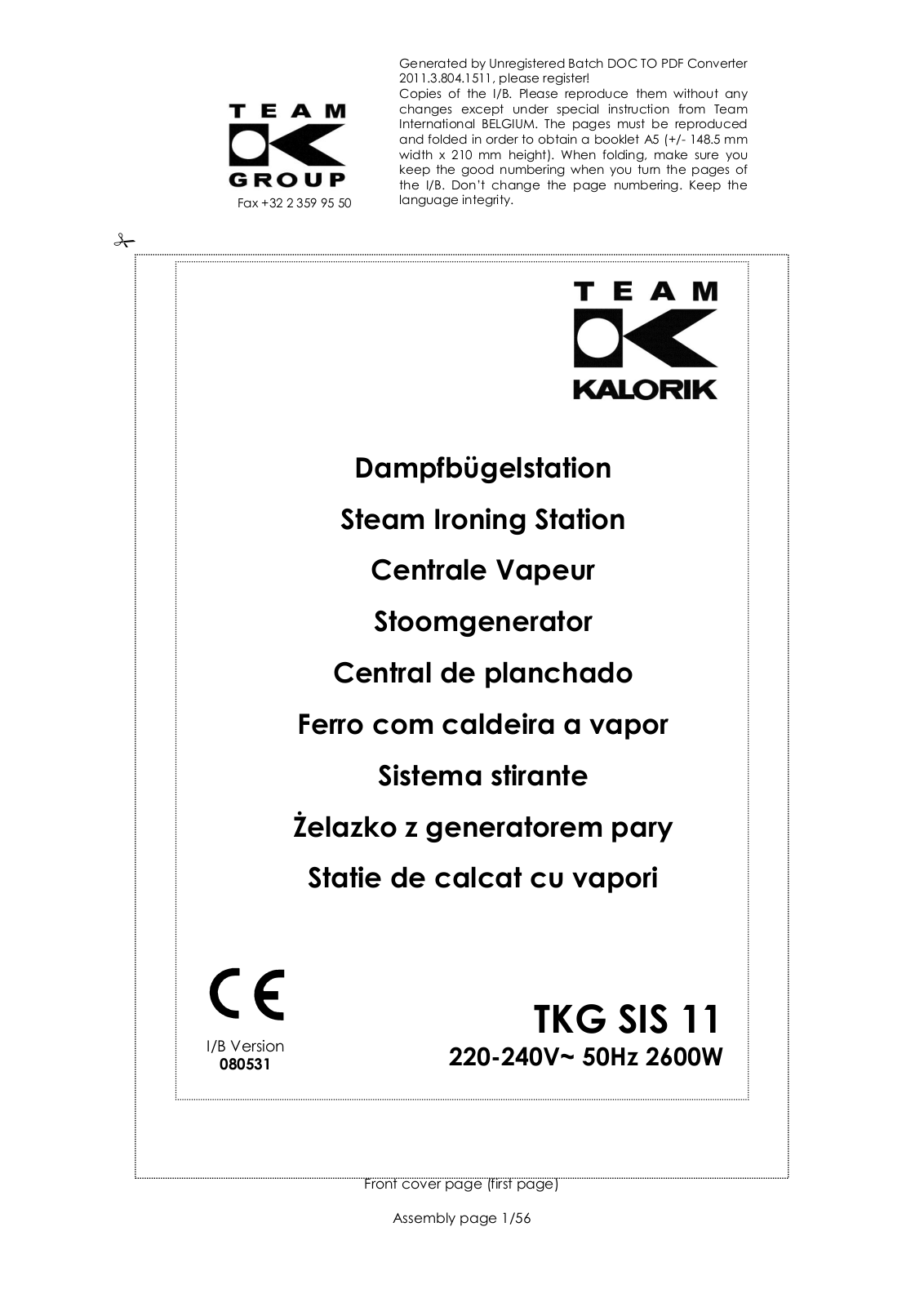 Kalorik TKG SIS 11 User Manual