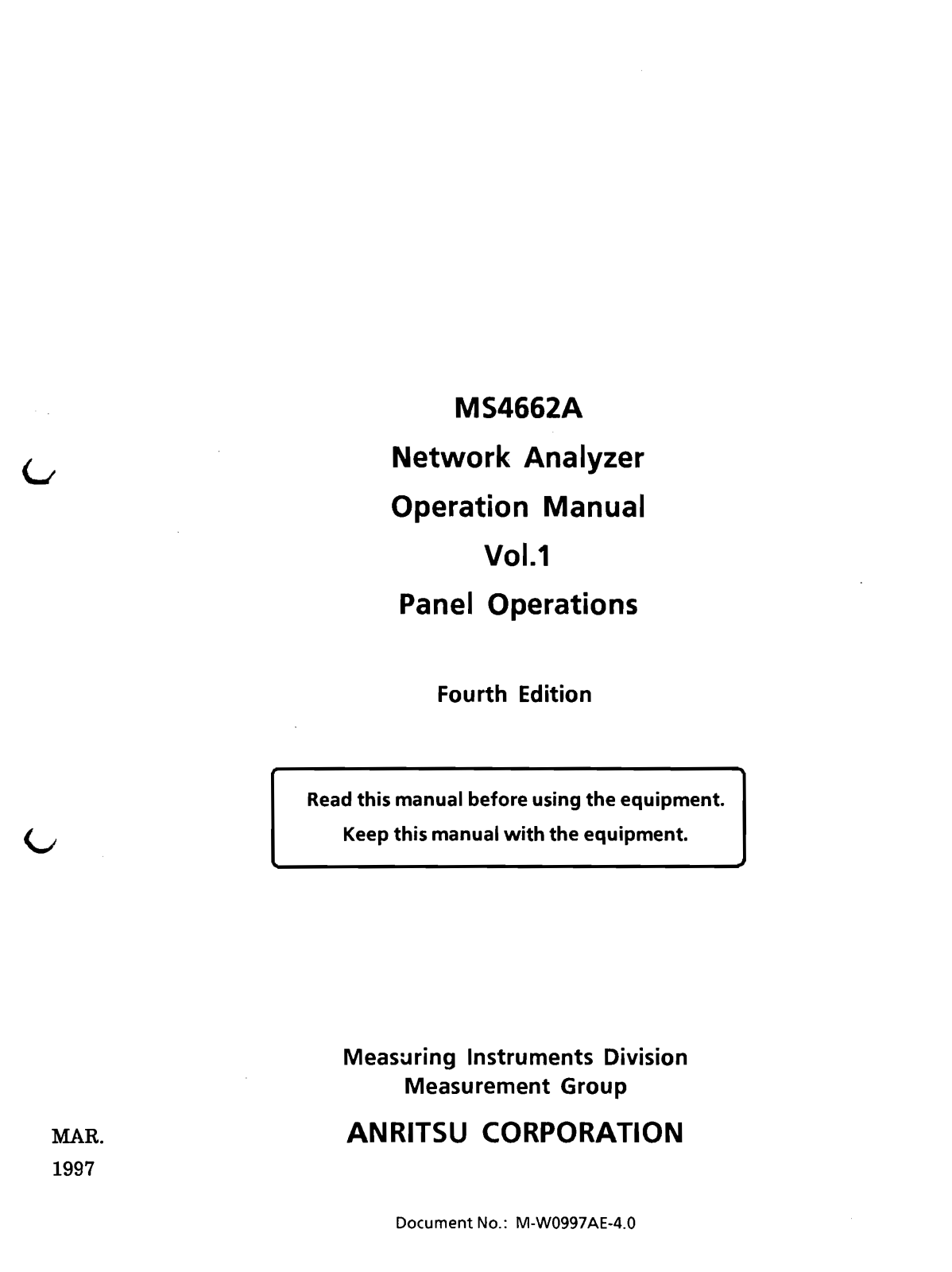 Anritsu MS4662A User Manual