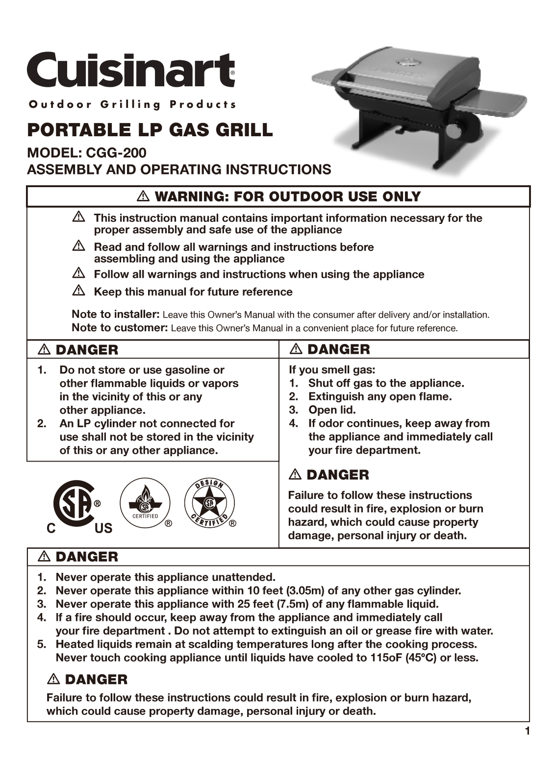 Cuisinart CGG-200 User Manual