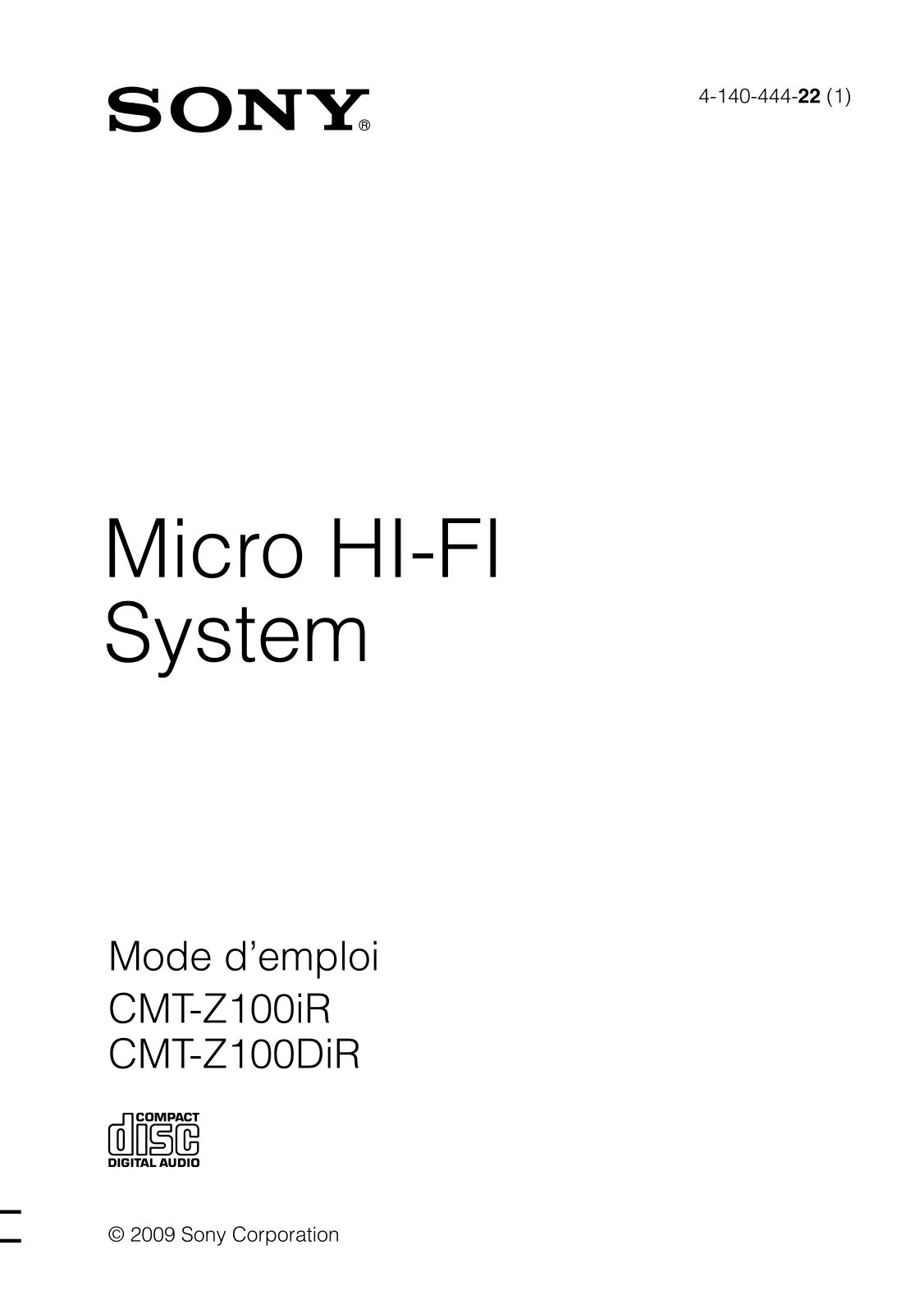 SONY CMT-Z100DIR, CMT-Z100iR User Manual