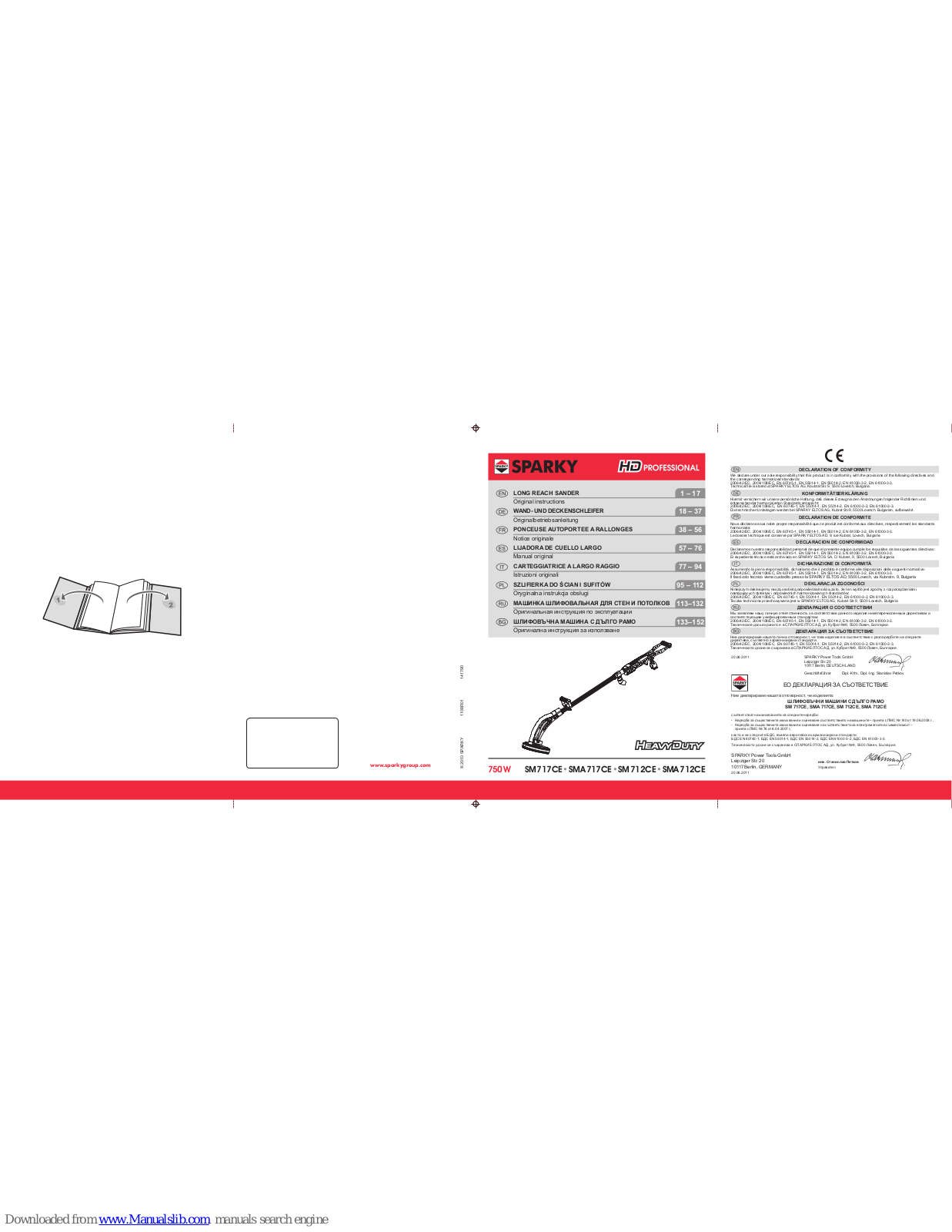 Sparky Group SM717CE, SM712CE, SMA712CE, SMA717CE Original Instructions Manual