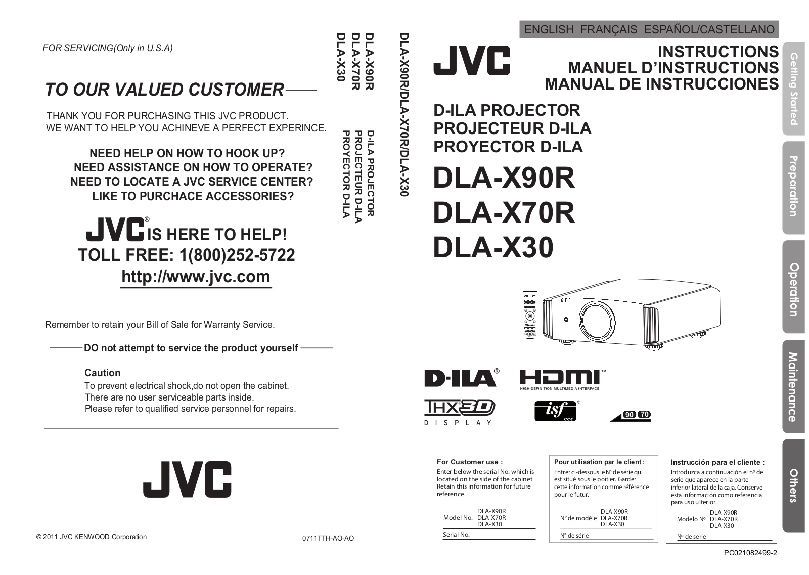 JVC DLA-X70R, DLA-X30, DLA-X90R, DLAX70 User Manual