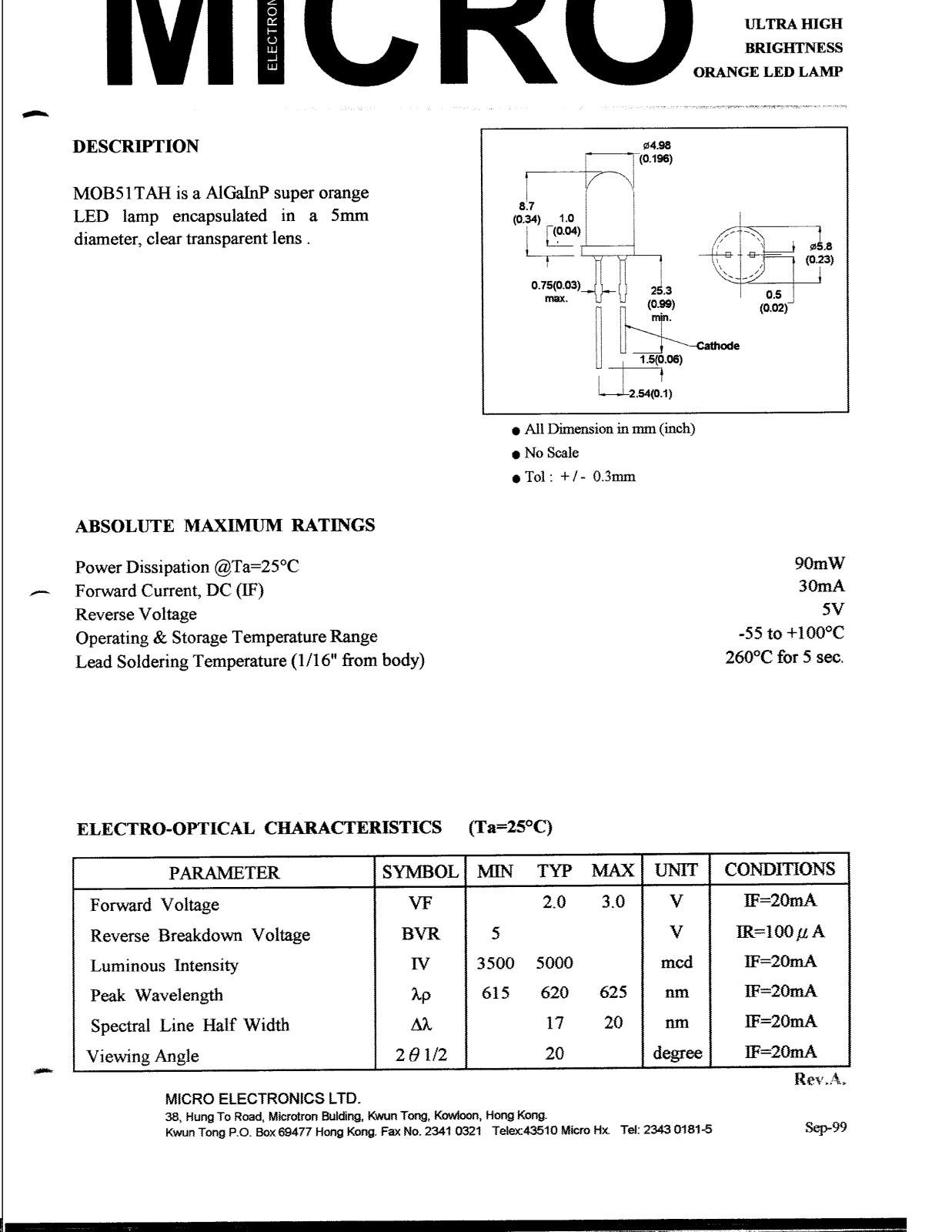 MICRO MOB51TAH Datasheet