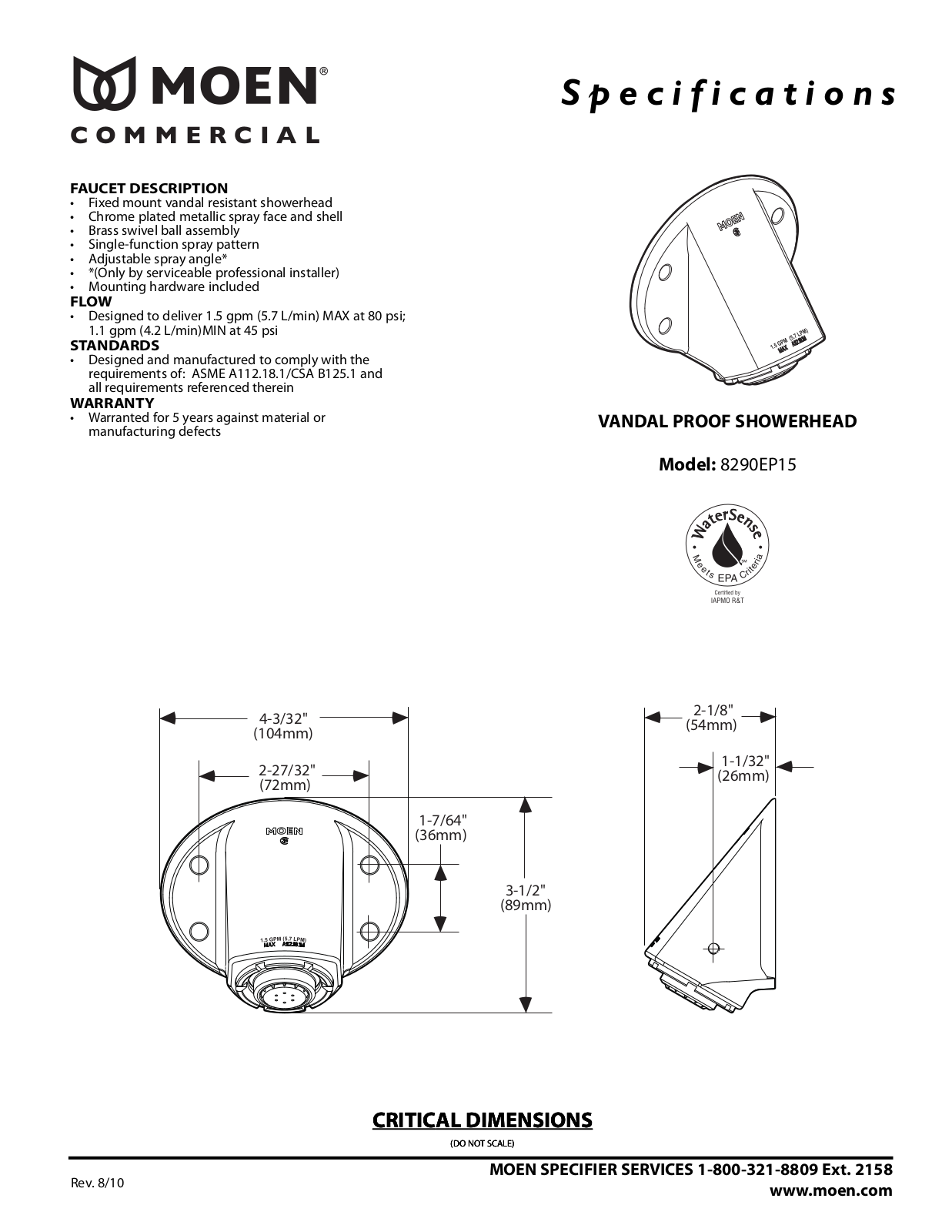 Moen MOE8056 Specifications - ManualMachine.com