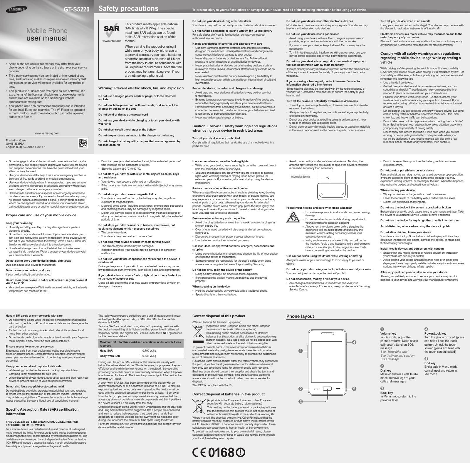 Samsung TOCCO LITE 2 GT-S5220 User Manual