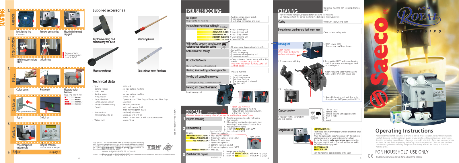 Saeco ROYAL CAPPUCINO MAINTENANCE User Manual