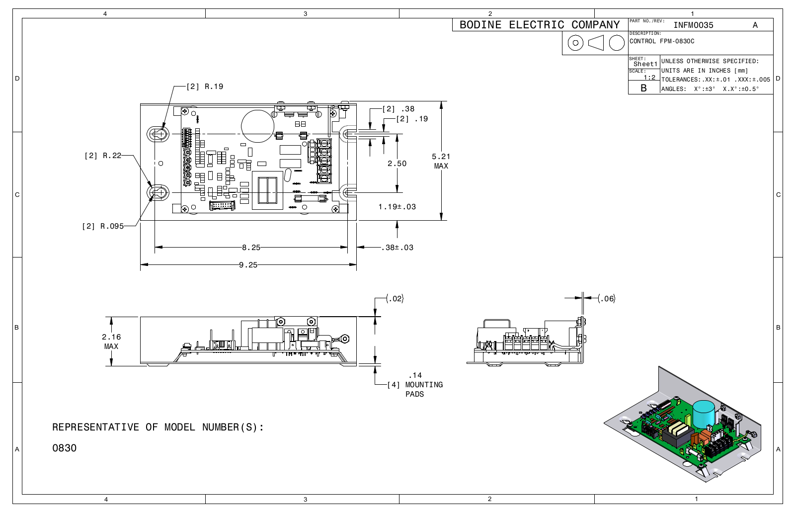 Bodine 0830 Reference Drawing