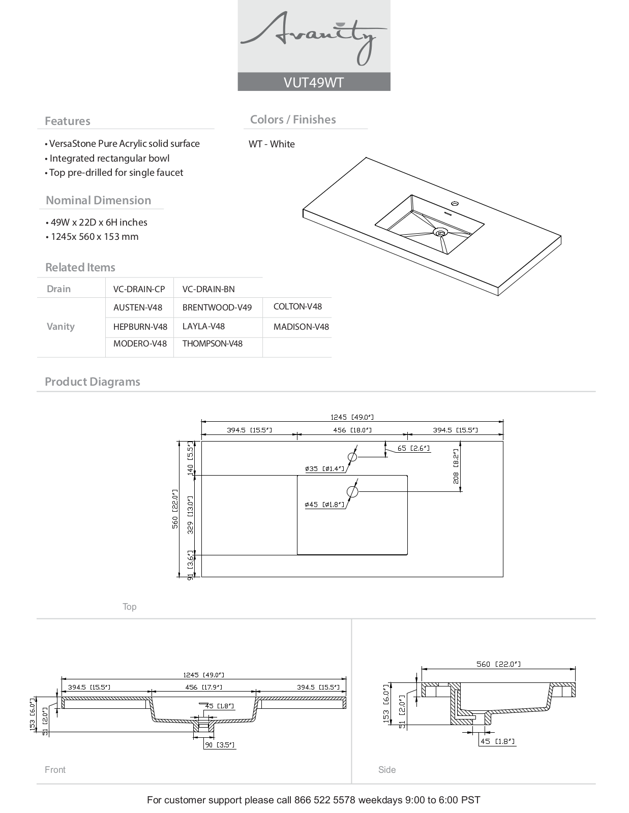 Avanity AVN1540 Specifications - ManualMachine.com