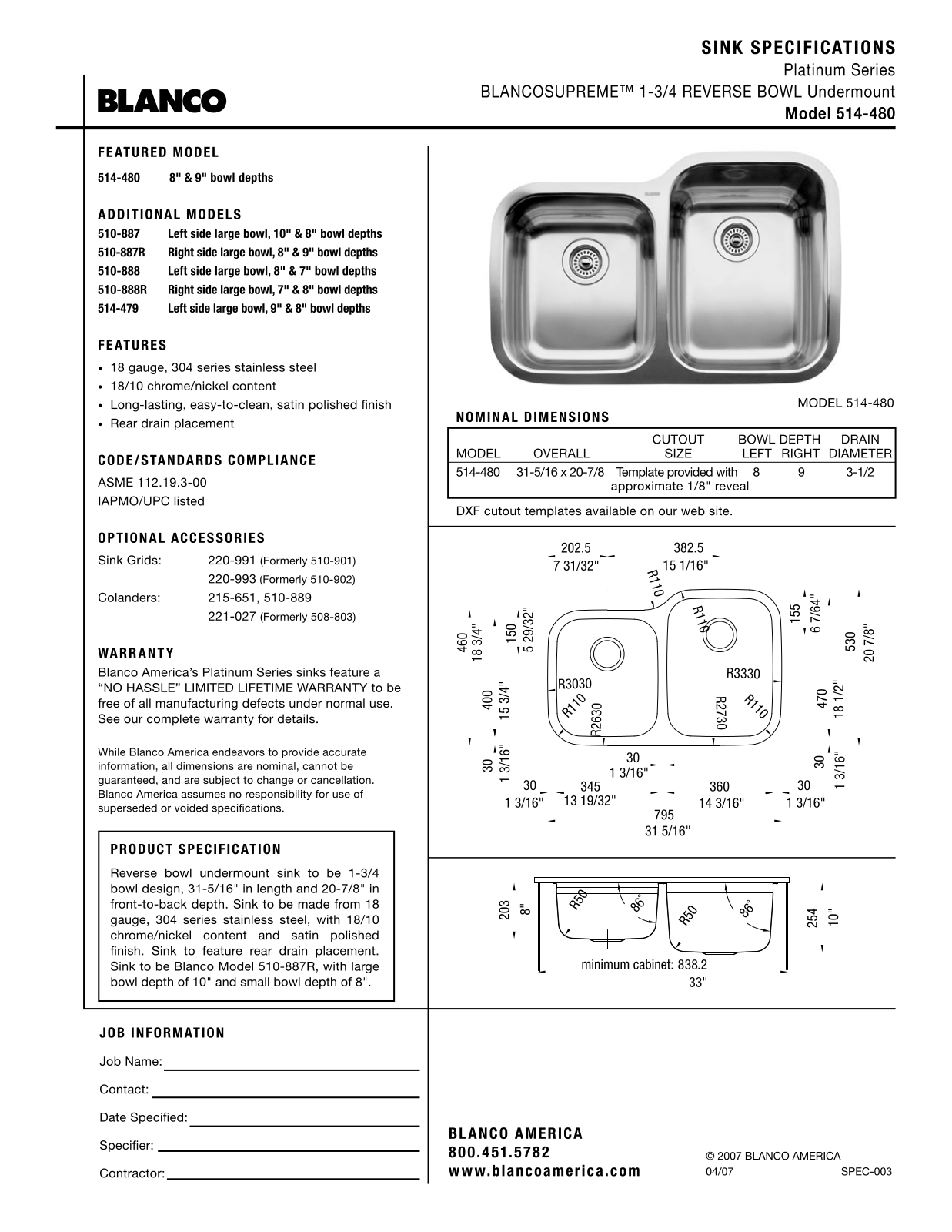 Blanco 514-480 User Manual