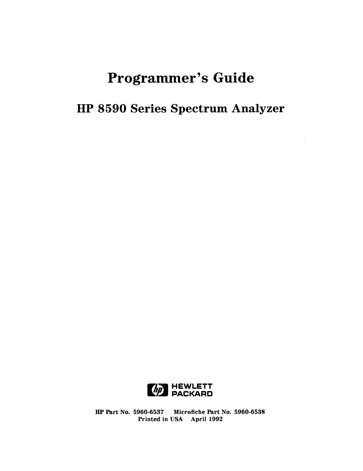 HP 8590 User Manual