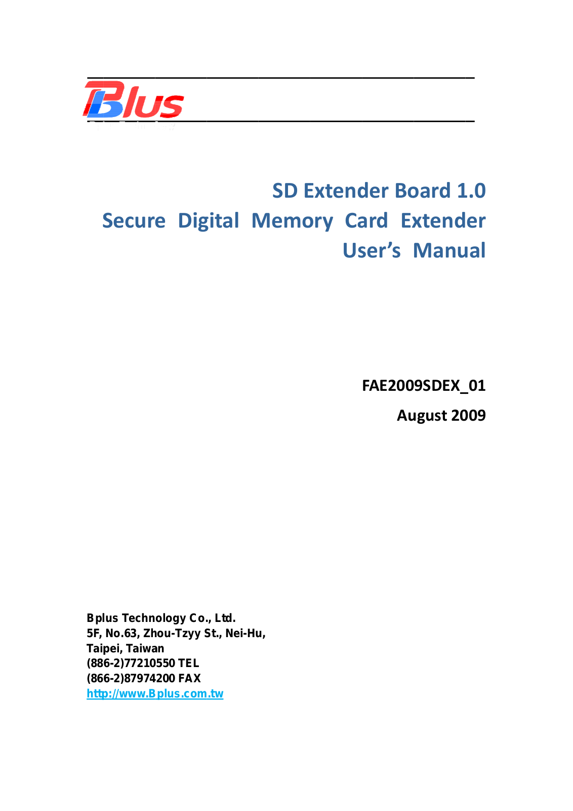 Bplus SDEX User Manual - ManualMachine.com