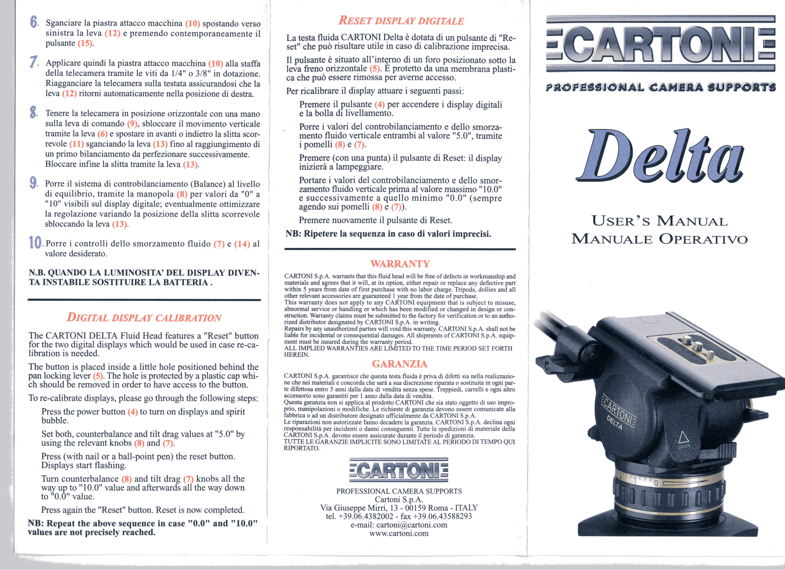 Cartoni D611, D608R, D609R, D602R, D613R User manual