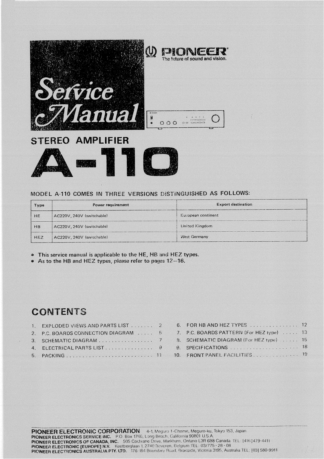 Pioneer A-110 Service Manual