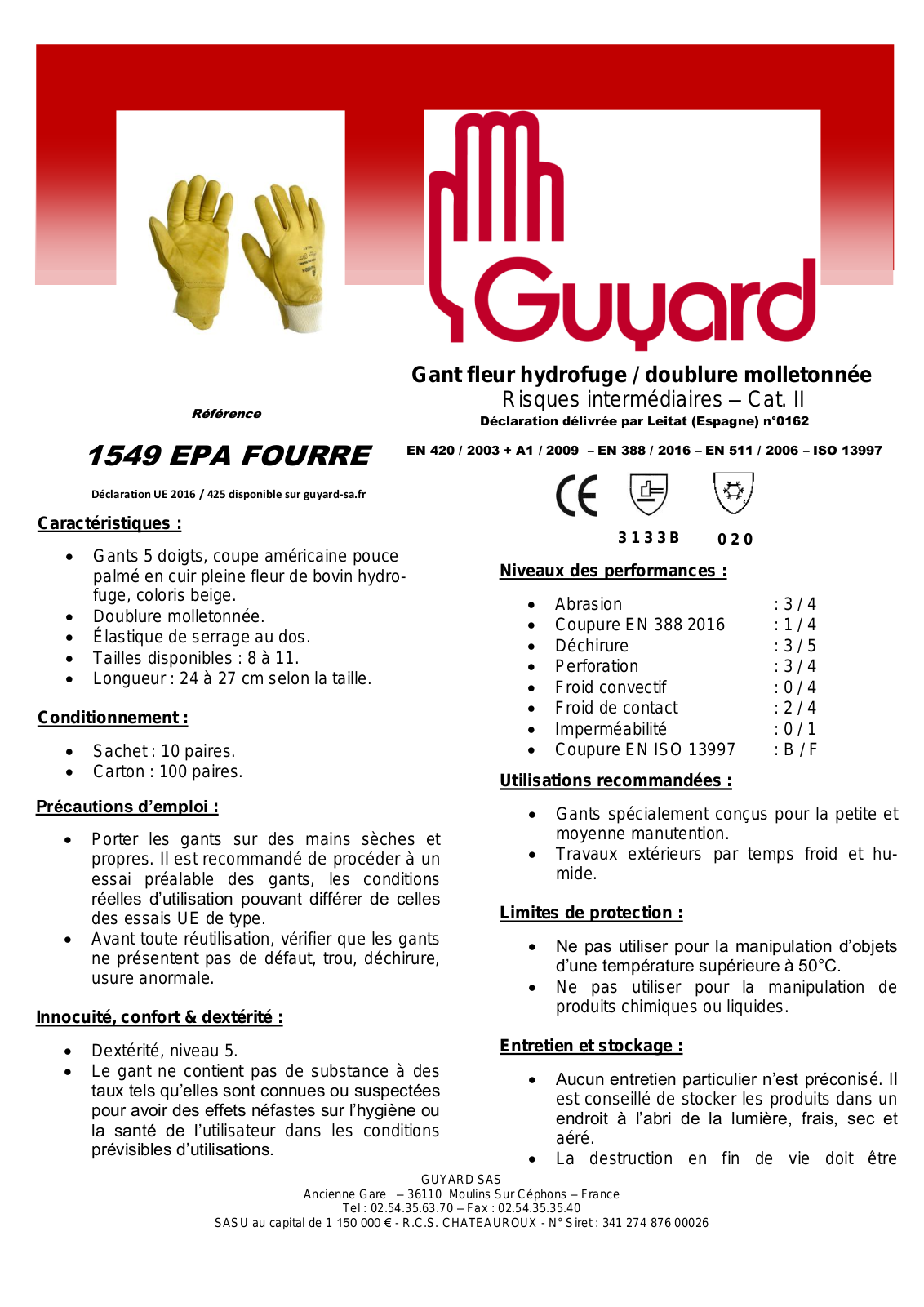 Guyard 1549 EPA FOURRE Specification - ManualMachine.com