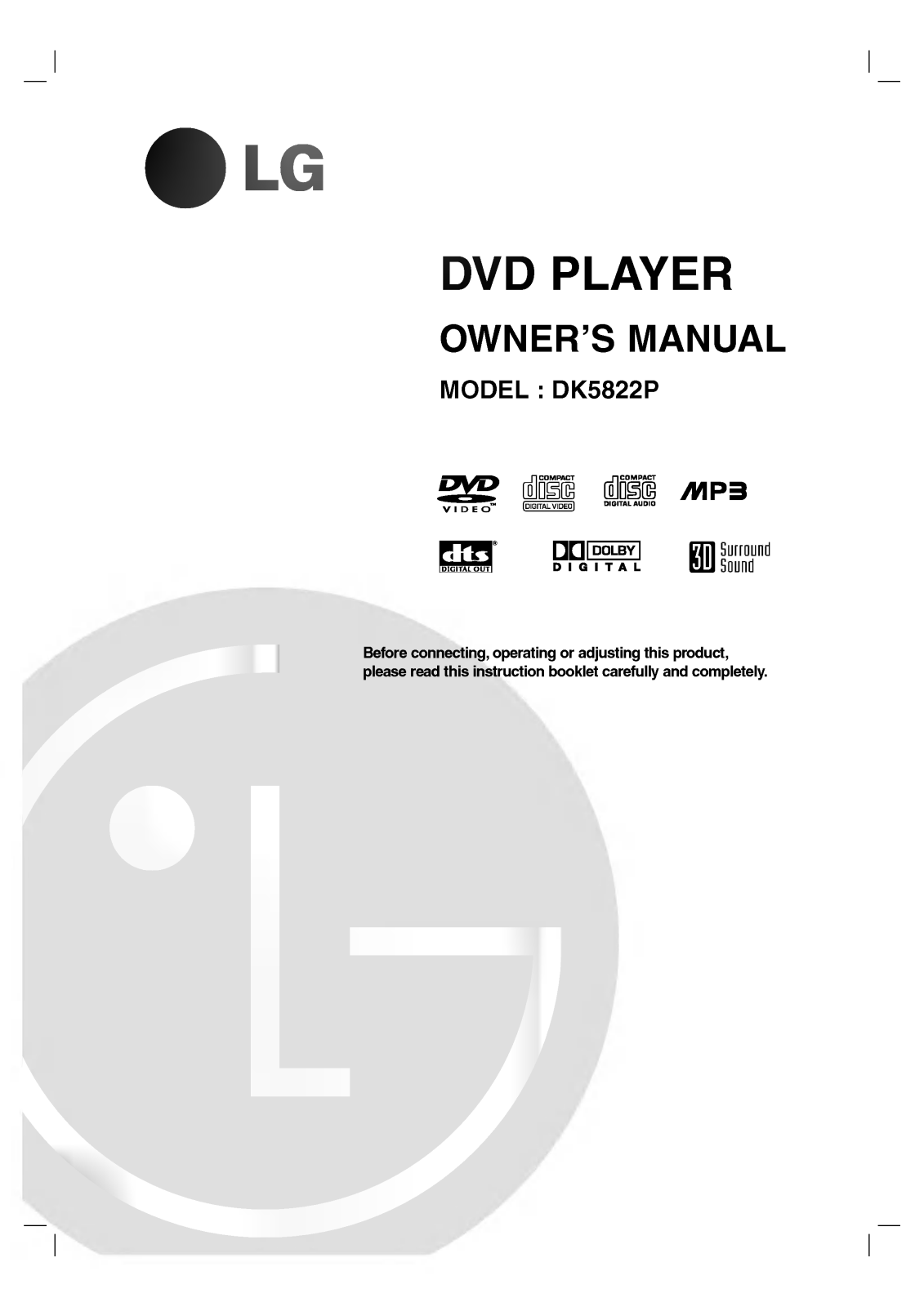 LG DK5822P Manual book