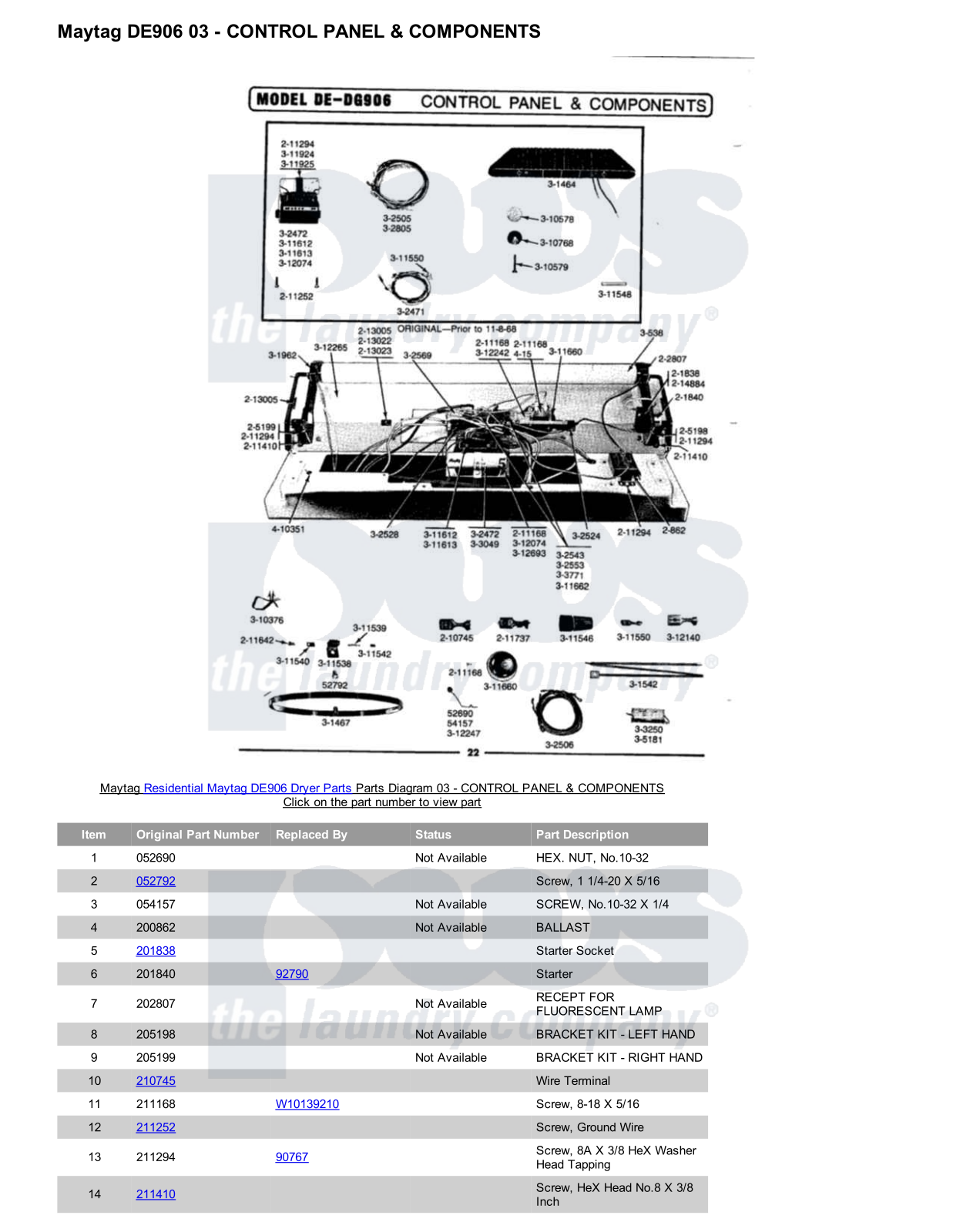 Maytag DE906 Parts Diagram