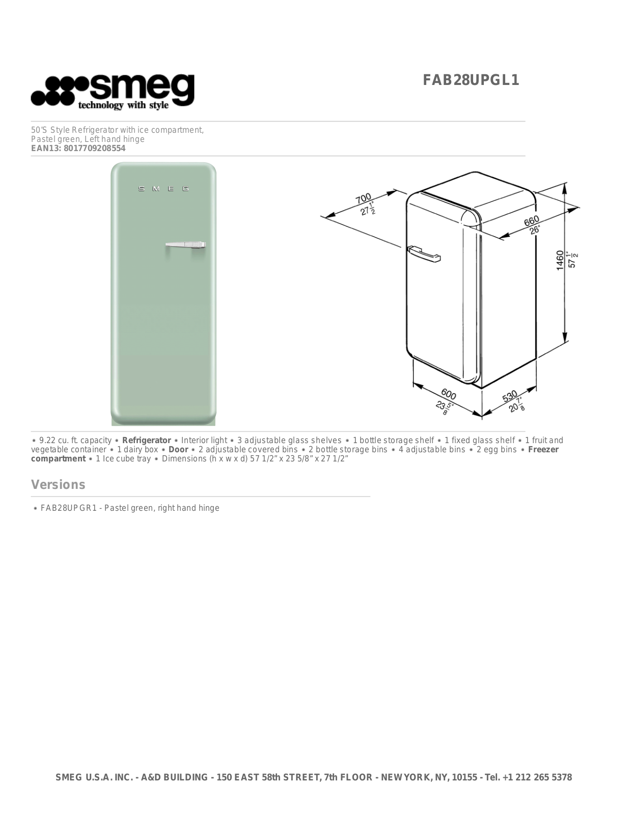 Smeg FAB28UPGL1 User Manual