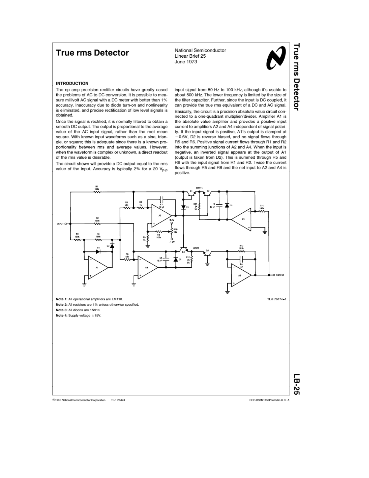 National Semiconductor TRUE RMS  DETECTOR Schematic