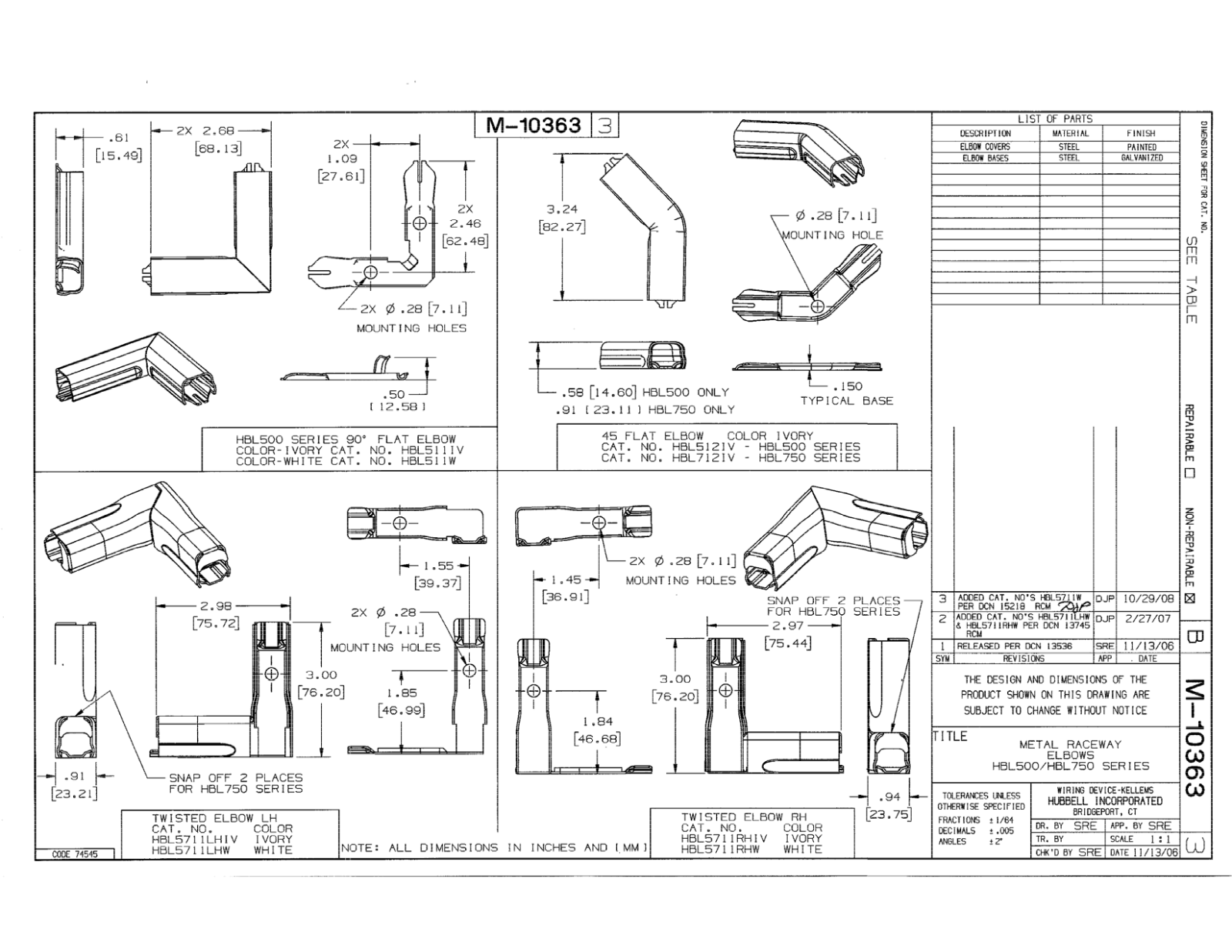 Hubbell HBL511IV Reference Drawing