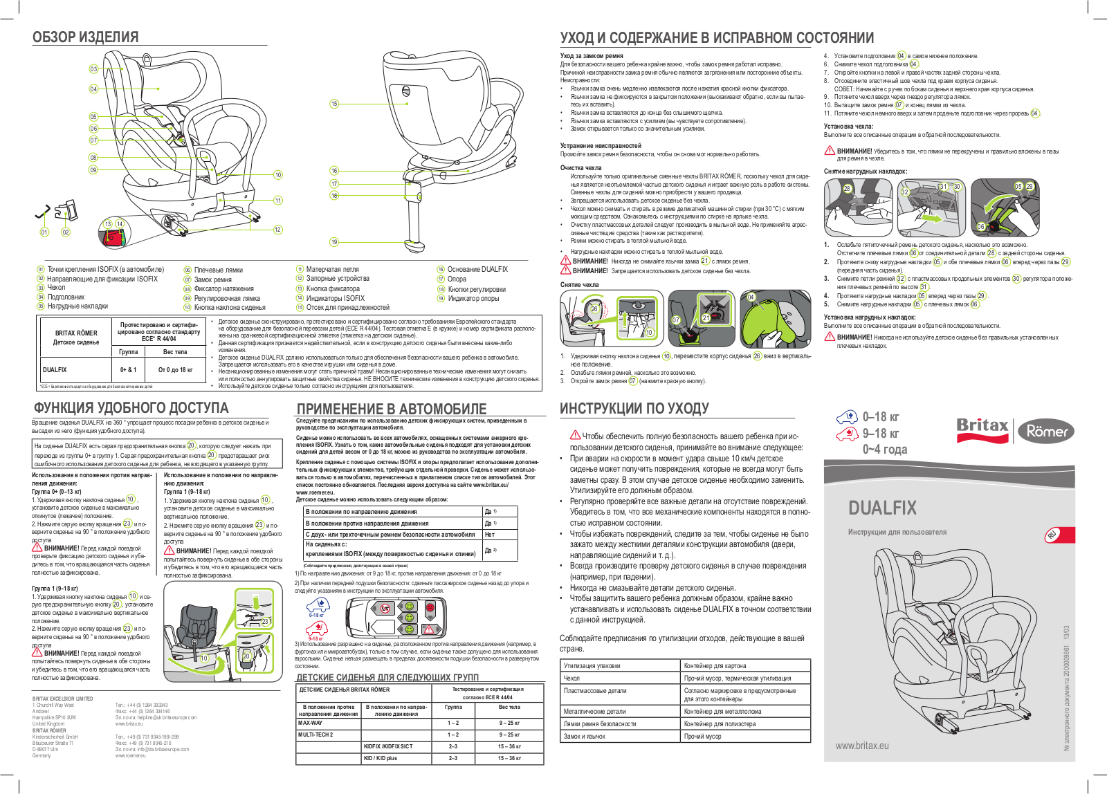 Britax Roemer Dualfix User Manual