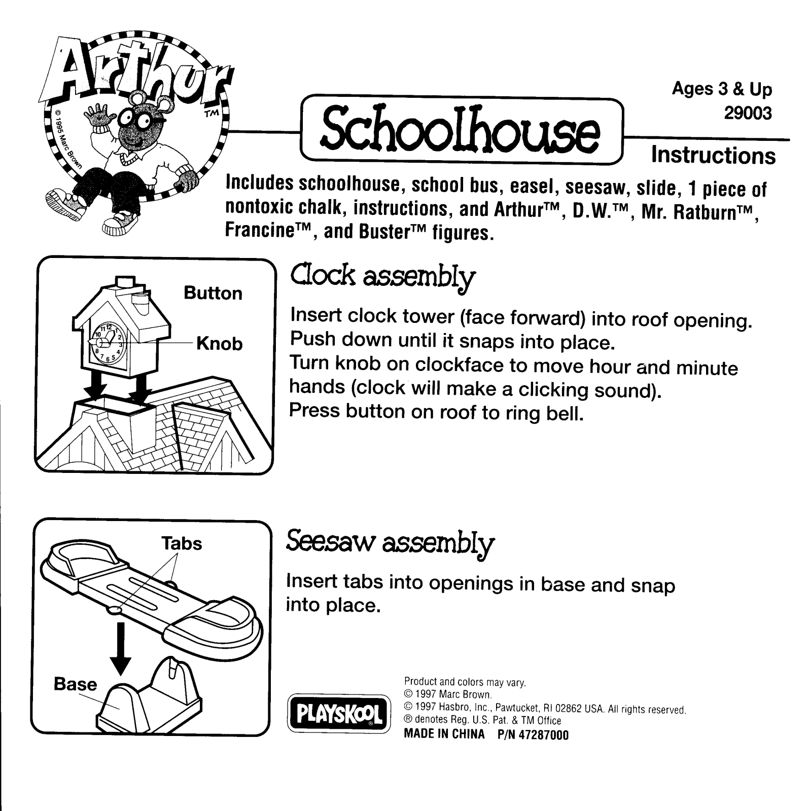 HASBRO Arthur School House User Manual