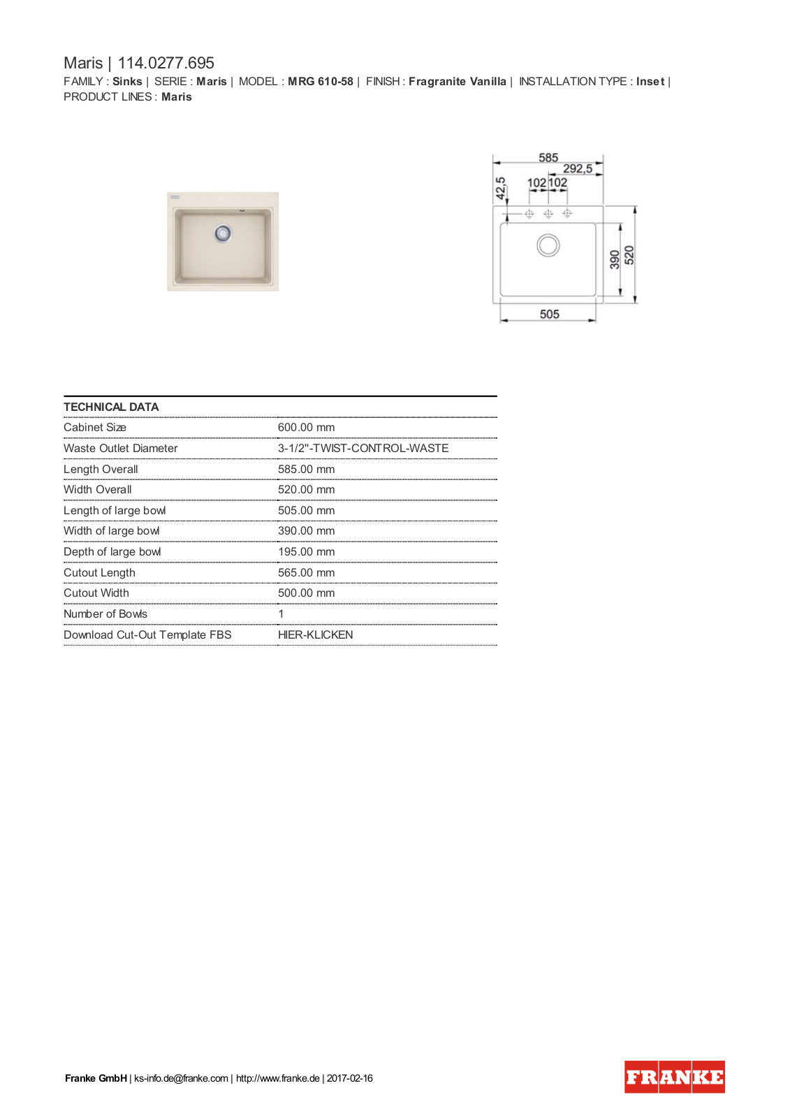 Franke 114.0277.695 Service Manual