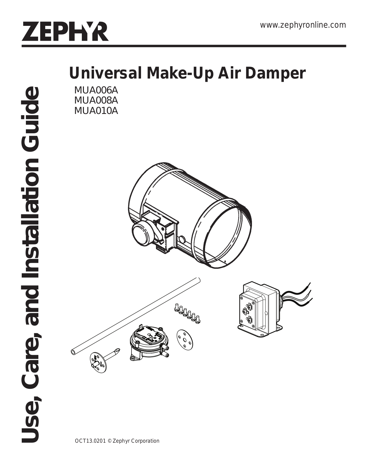 Zephyr COKE36BBMX, ZSLE42AS Make-Up Air Damper Manual