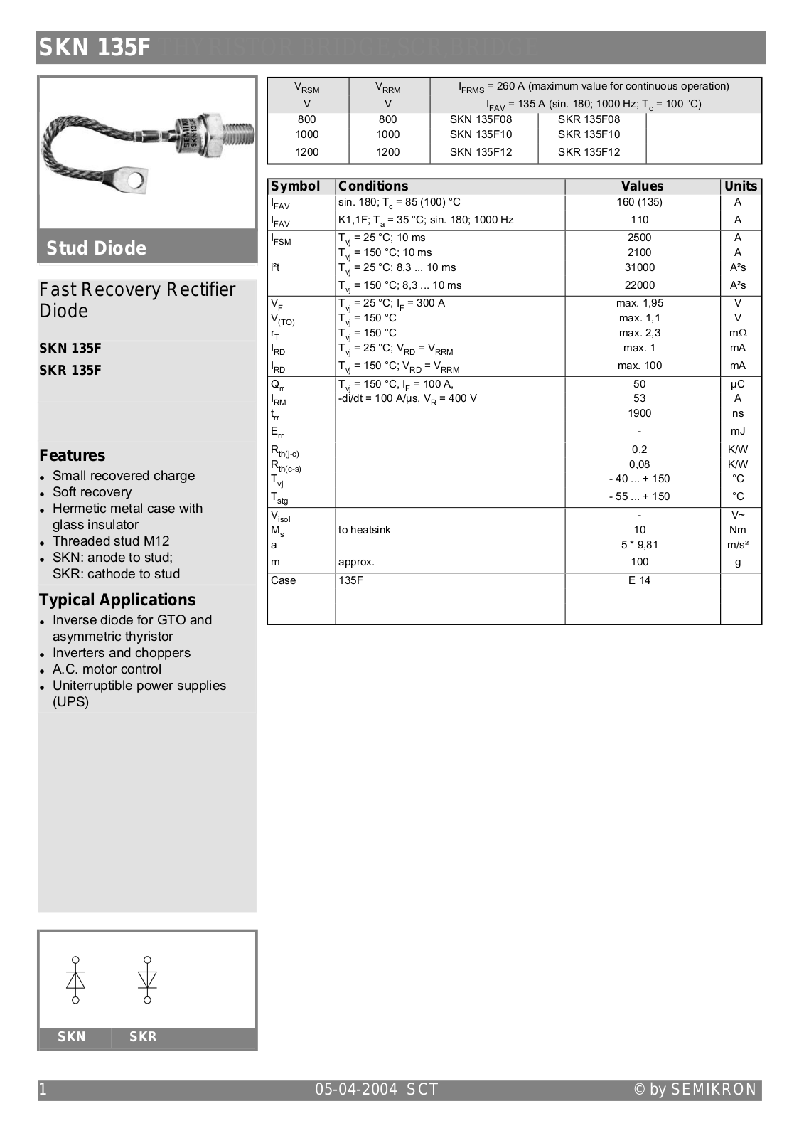 Semikron SKN135F Data Sheet