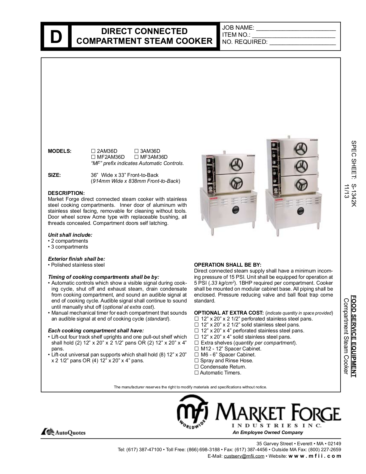 Market Forge MF2AM36D User Manual