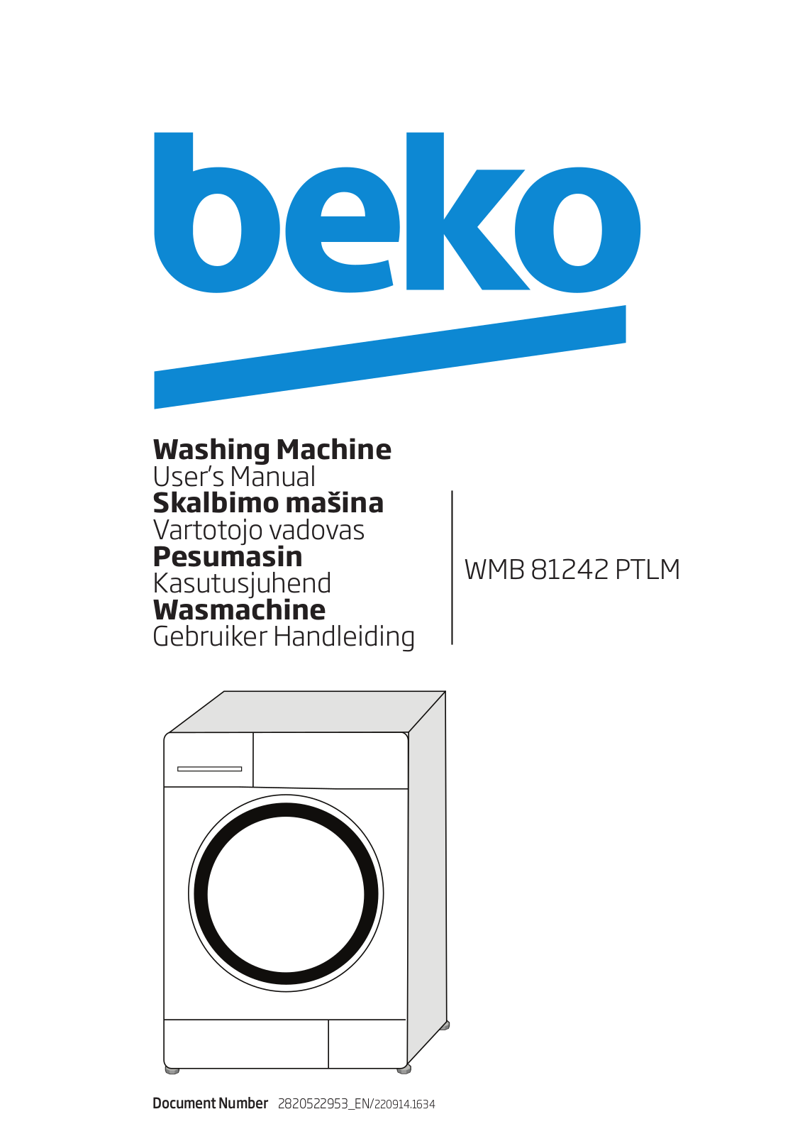 Beko WMB 81242 PTLM User manual