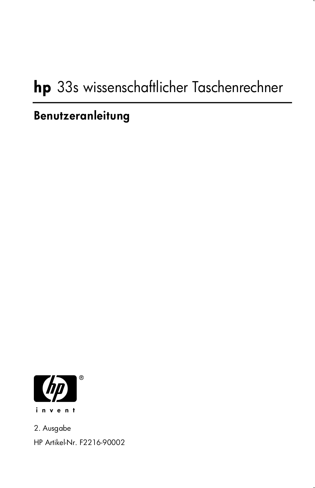 Hp 33s User Manual